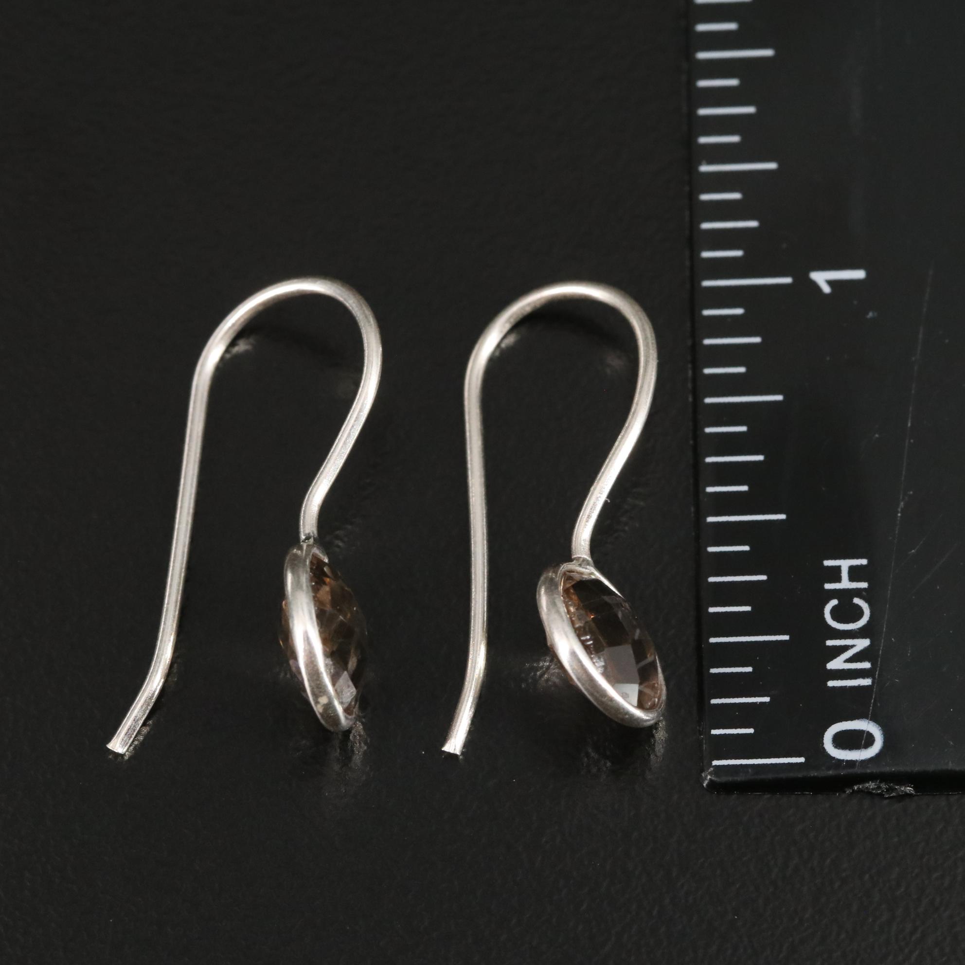 Sterling Smoky Quartz Drop Earrings