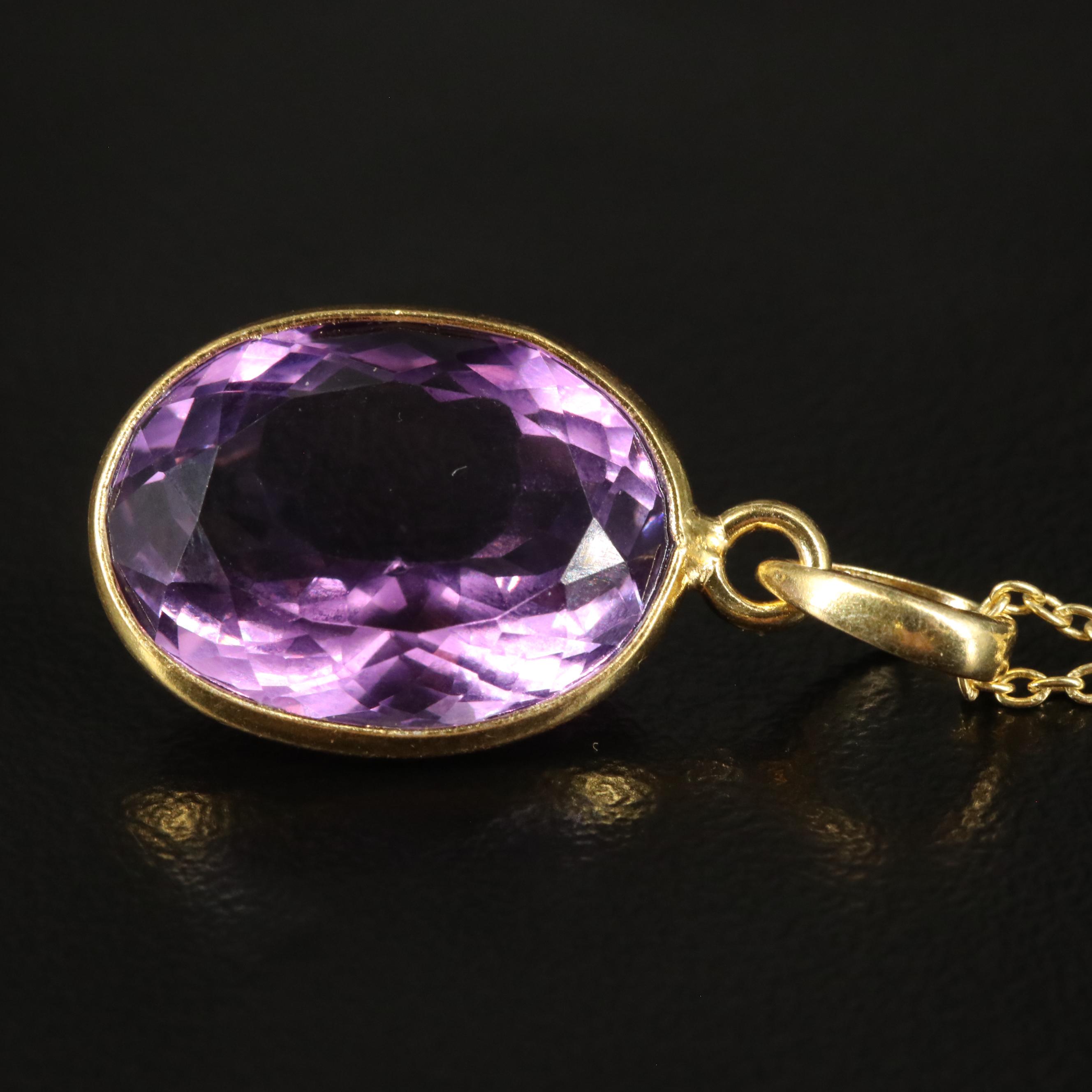 Sterling Amethyst Drop Pendant Necklace