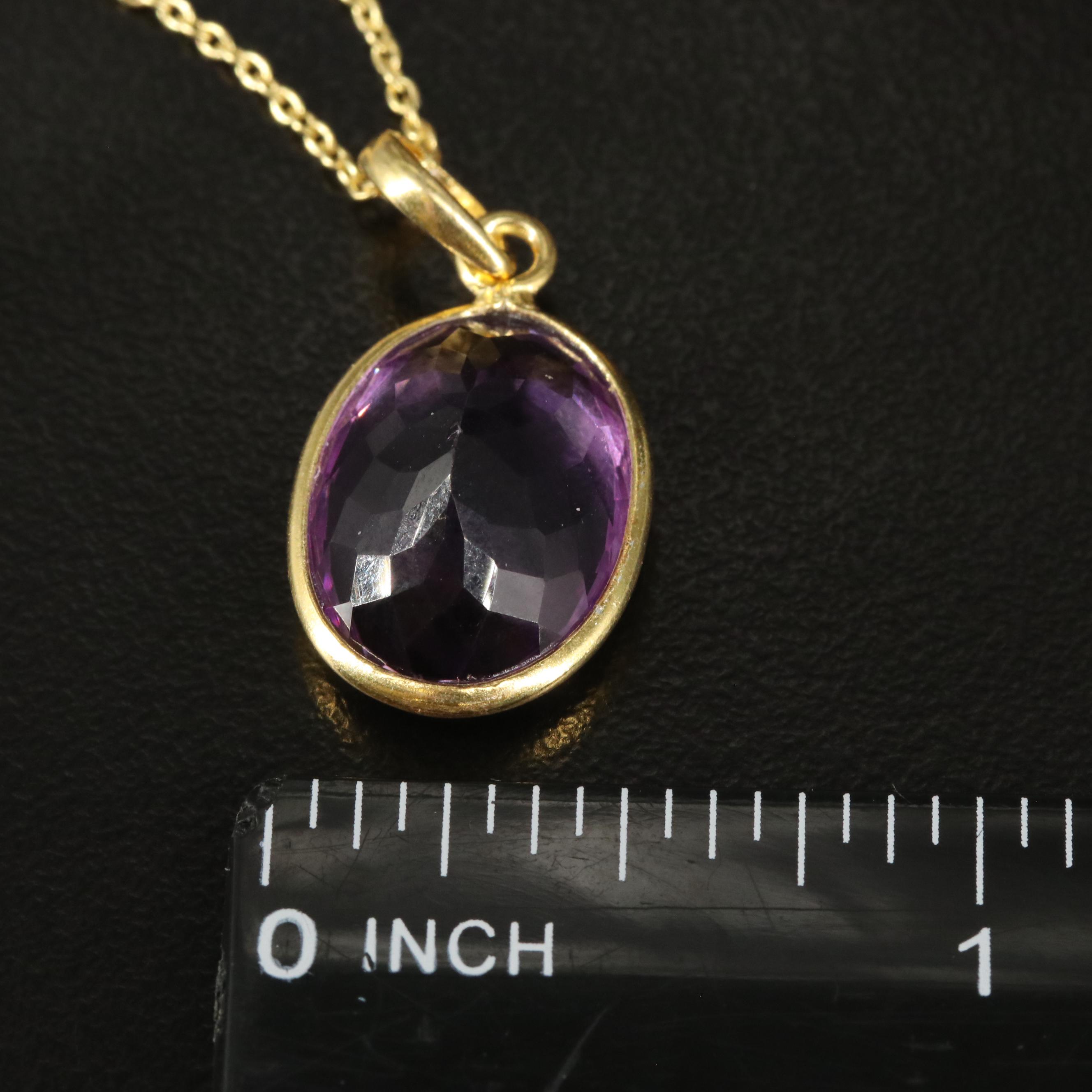 Sterling Amethyst Drop Pendant Necklace
