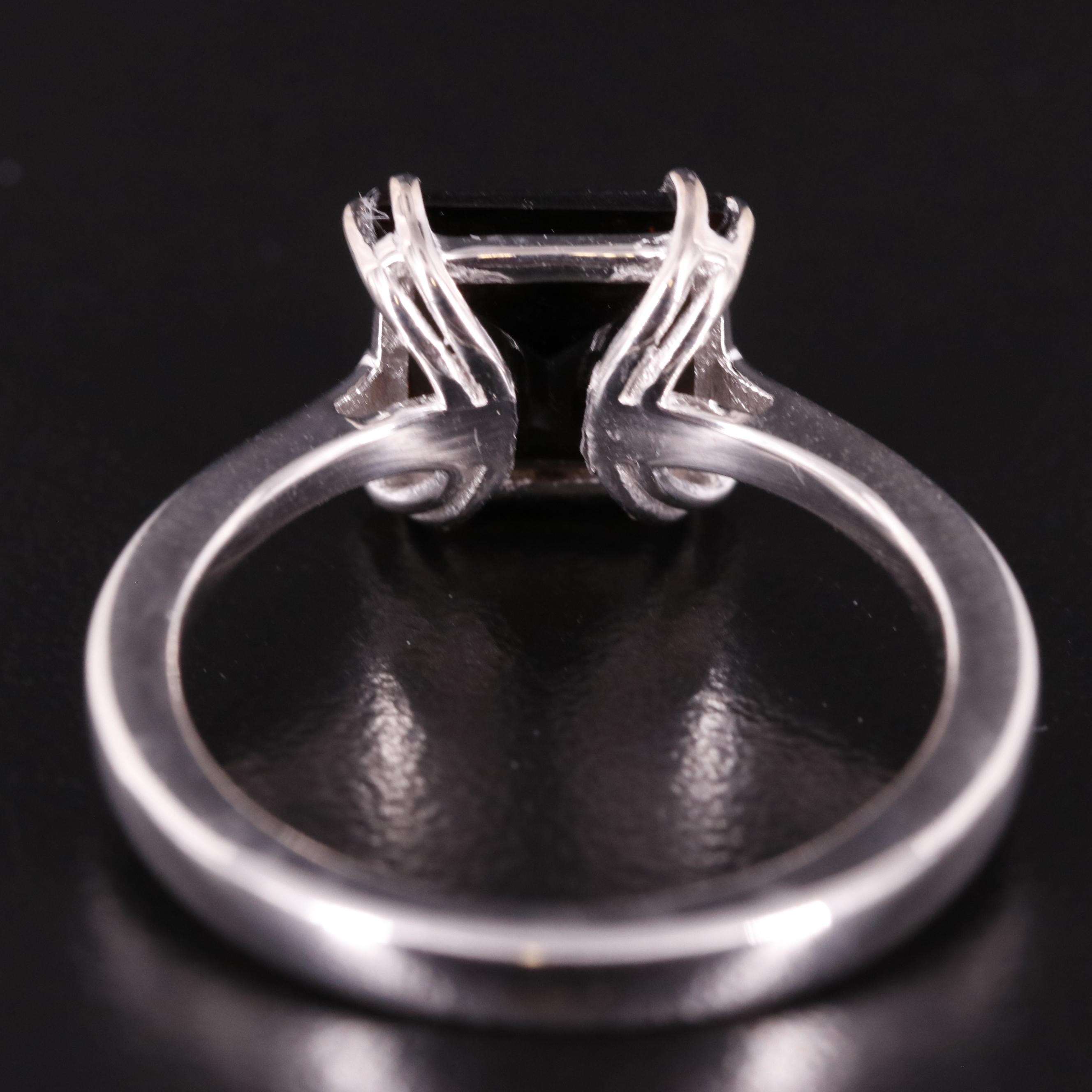 Sterling Smoky Quartz Solitaire Ring