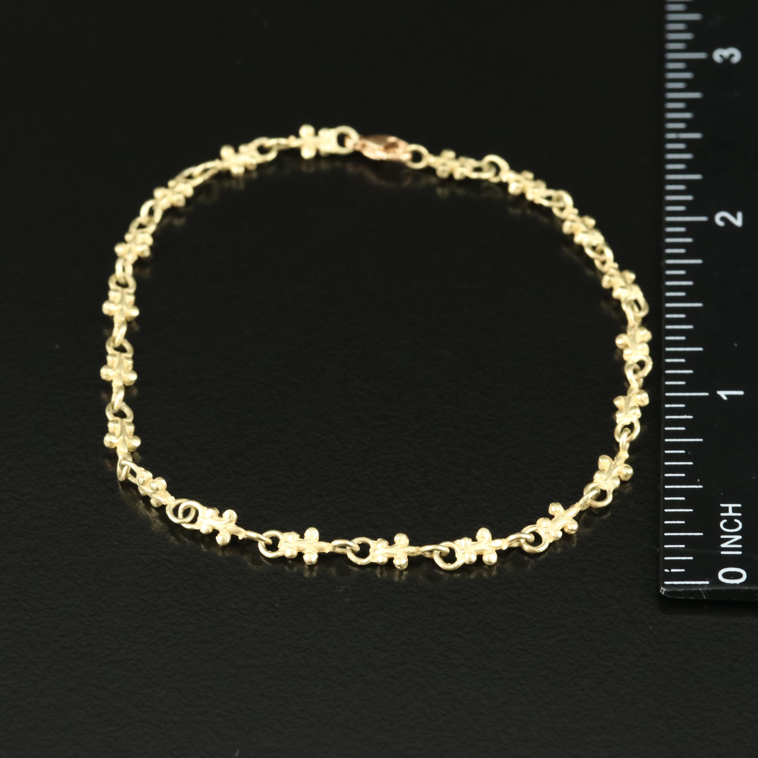 18K Fleur-de-Lis Link Necklace and Bracelet