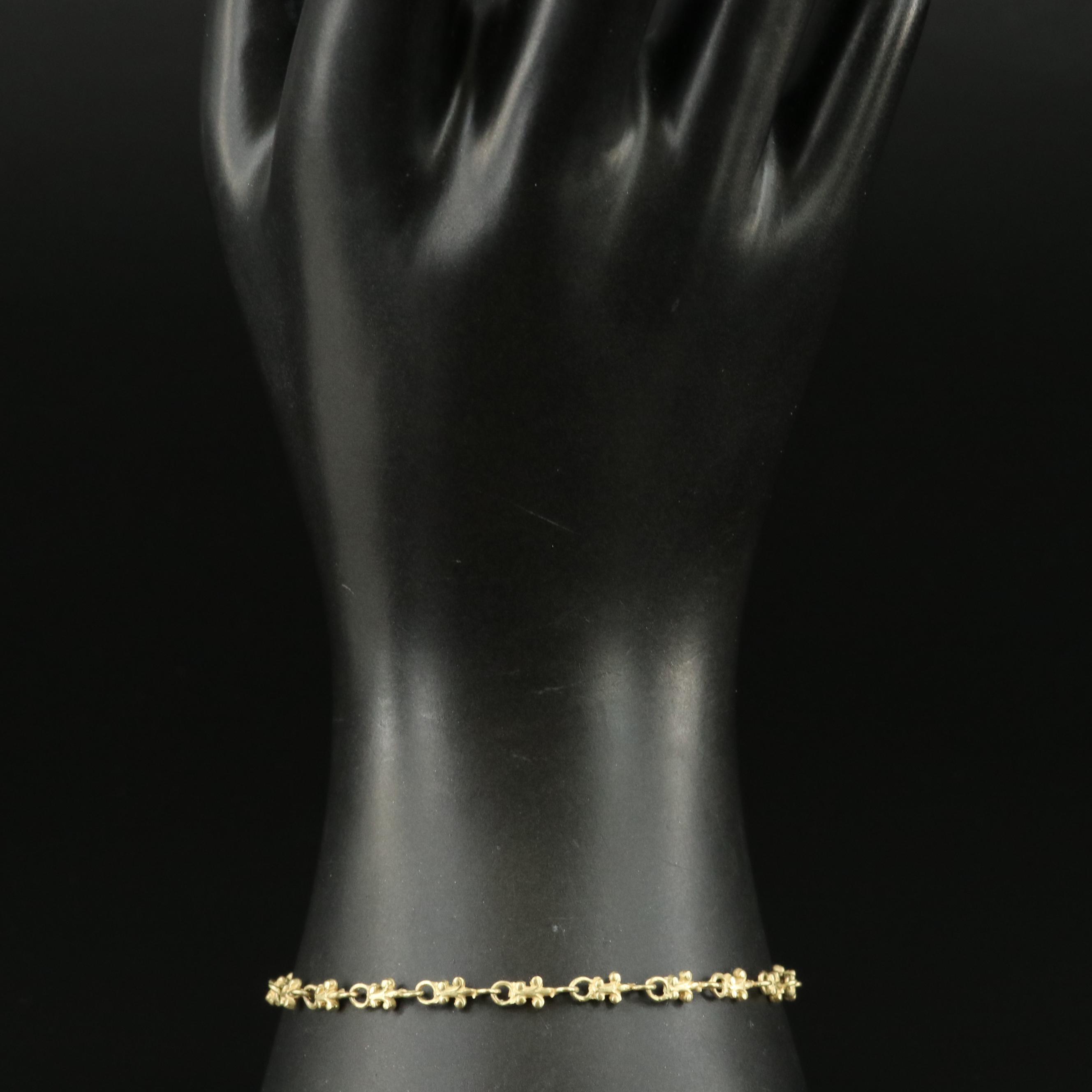18K Fleur-de-Lis Link Necklace and Bracelet