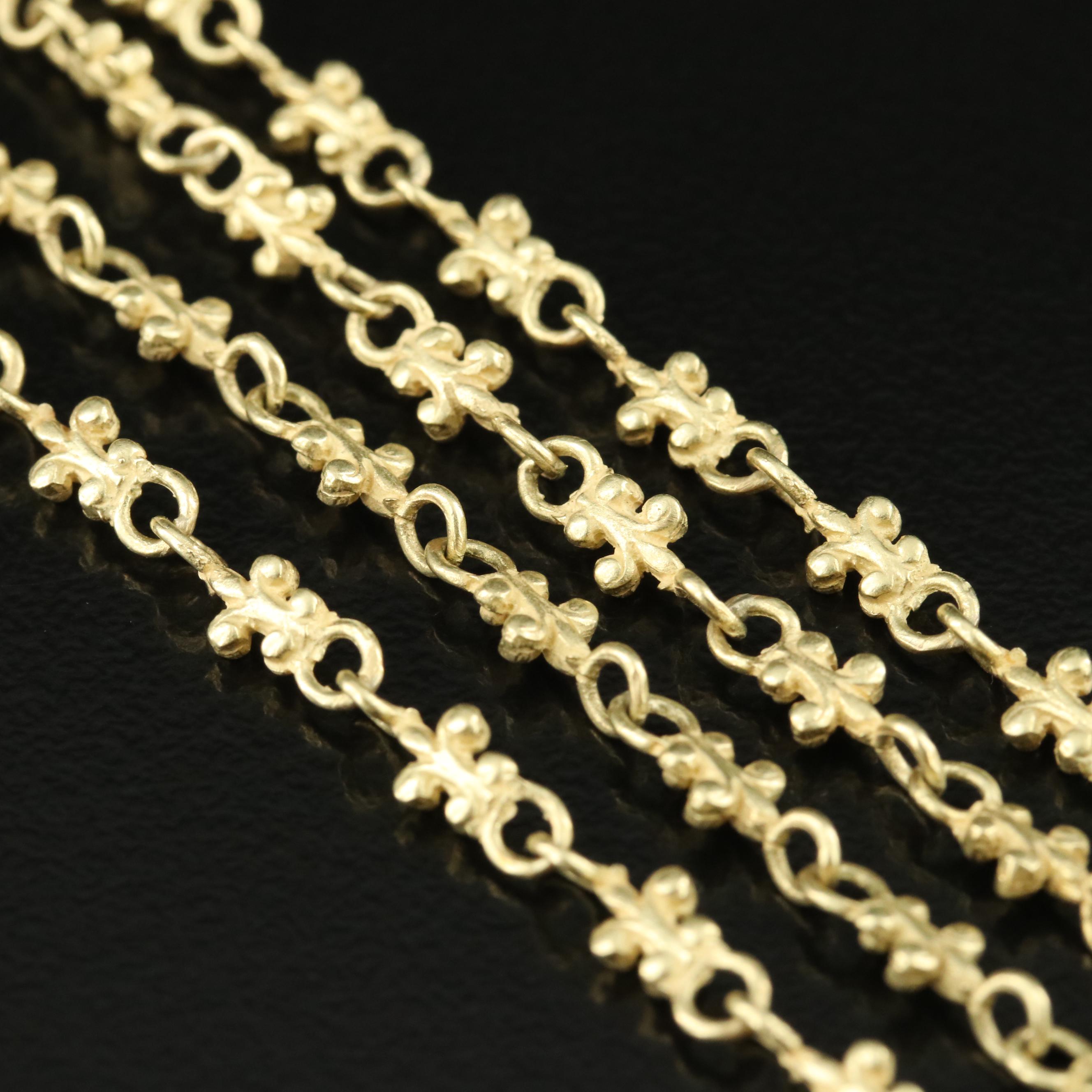 18K Fleur-de-Lis Link Necklace and Bracelet