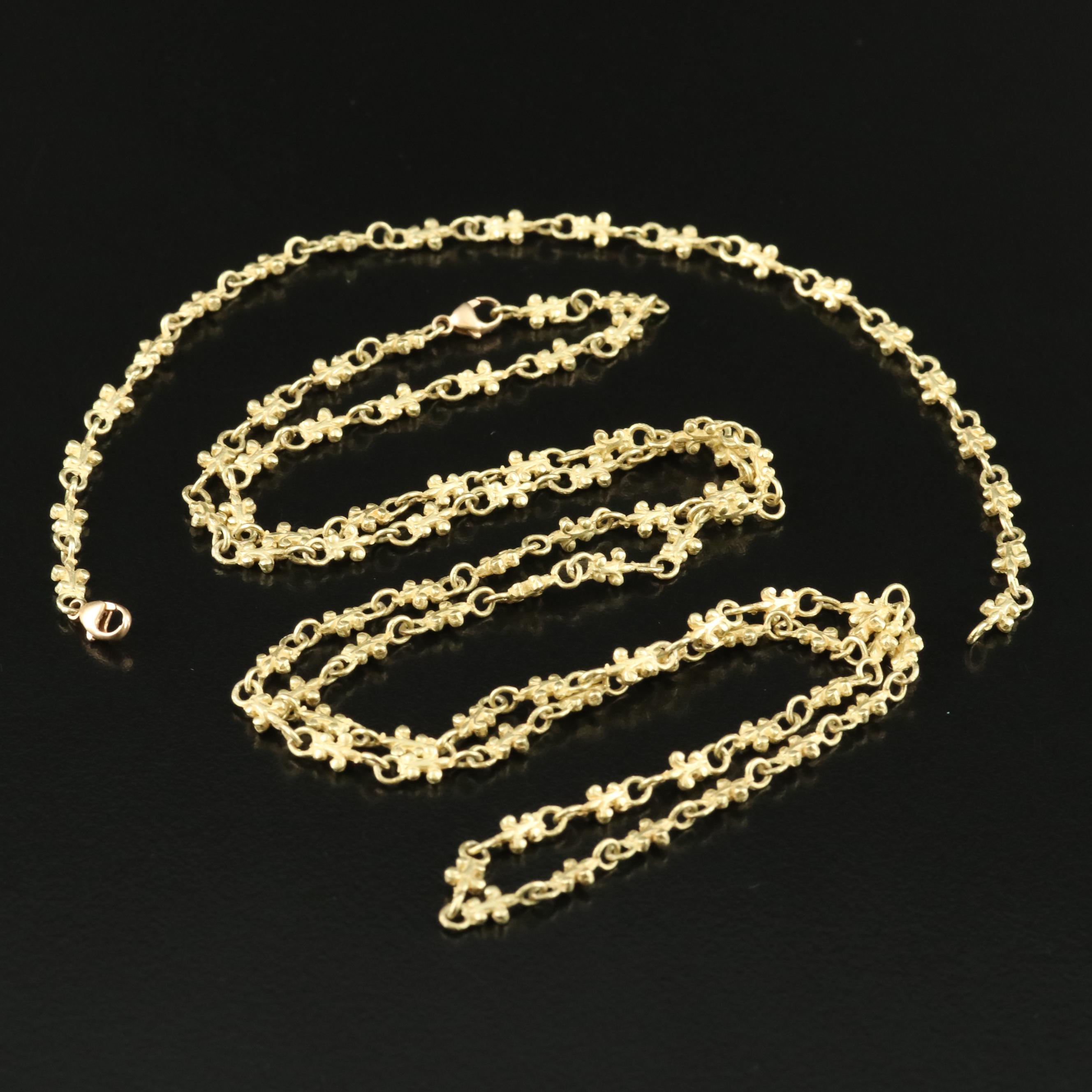 18K Fleur-de-Lis Link Necklace and Bracelet