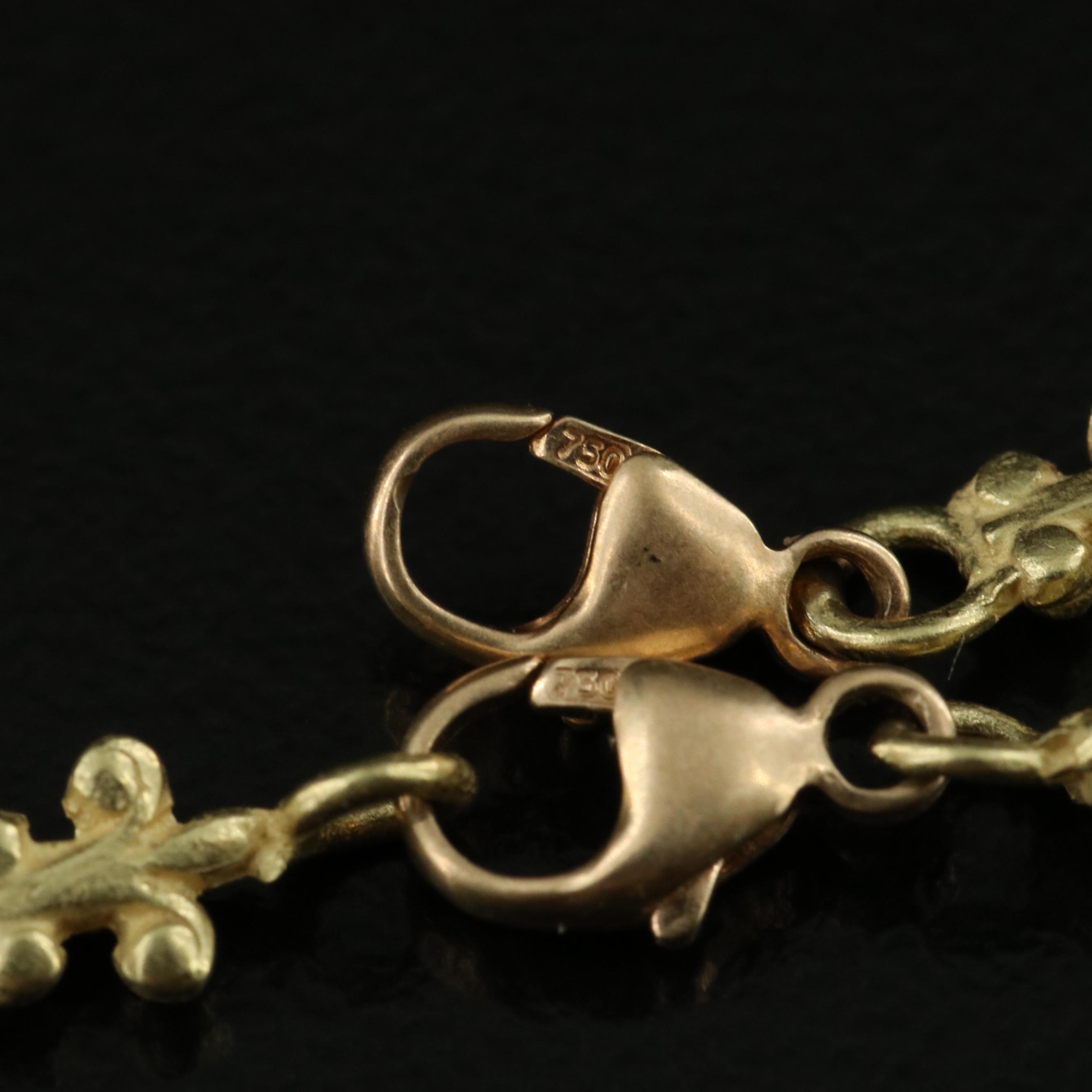 18K Fleur-de-Lis Link Necklace and Bracelet