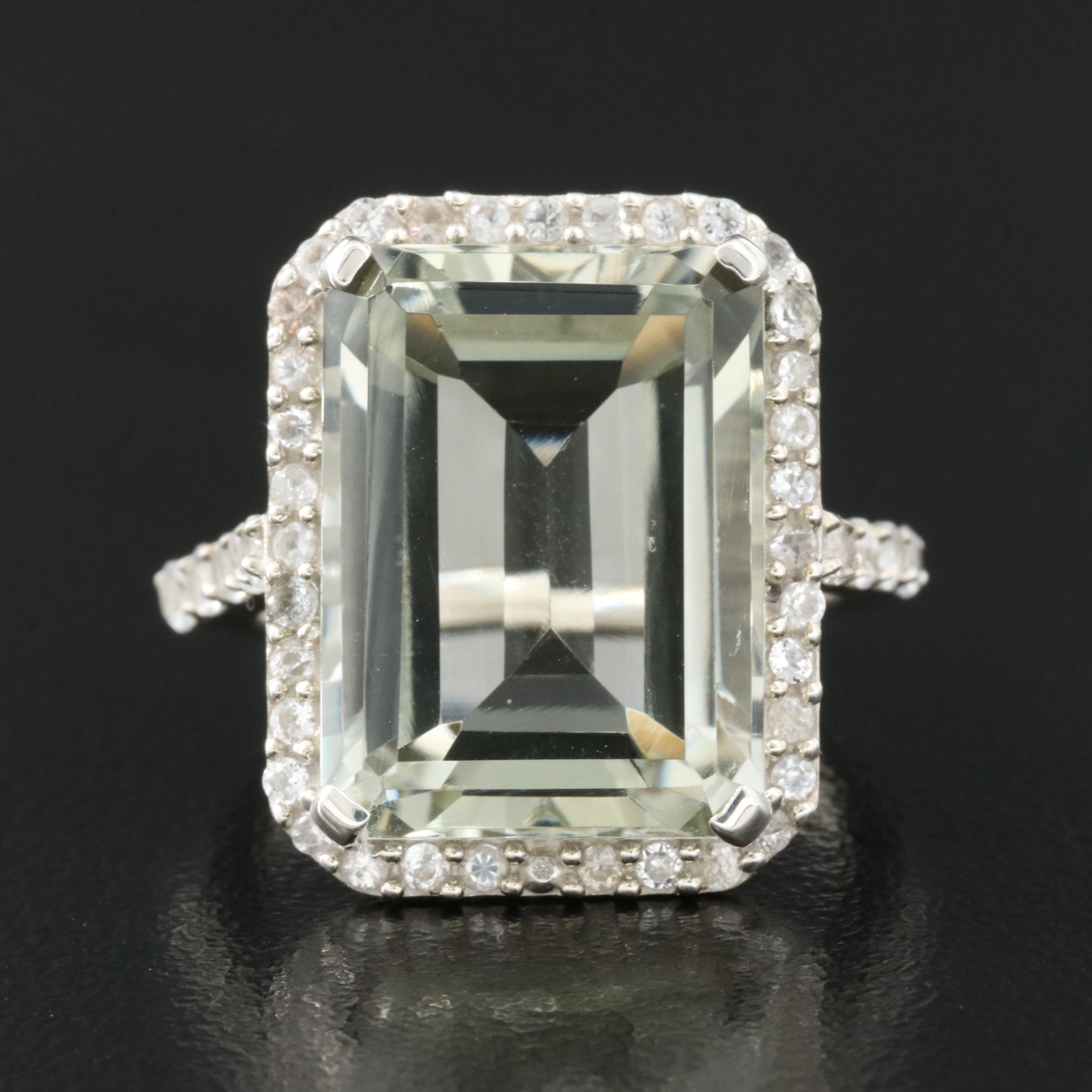 Sterling Prasiolite and Topaz Ring
