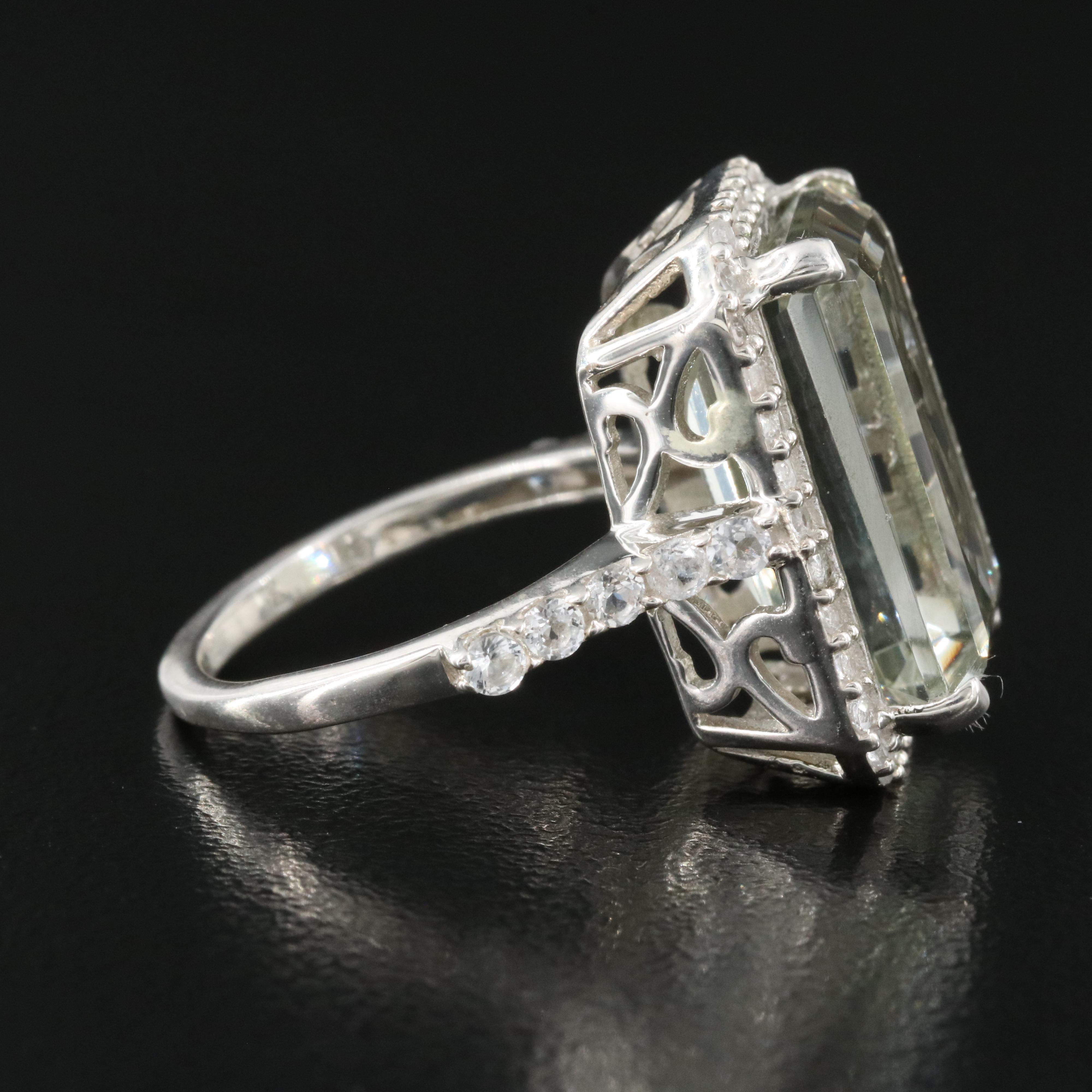 Sterling Prasiolite and Topaz Ring