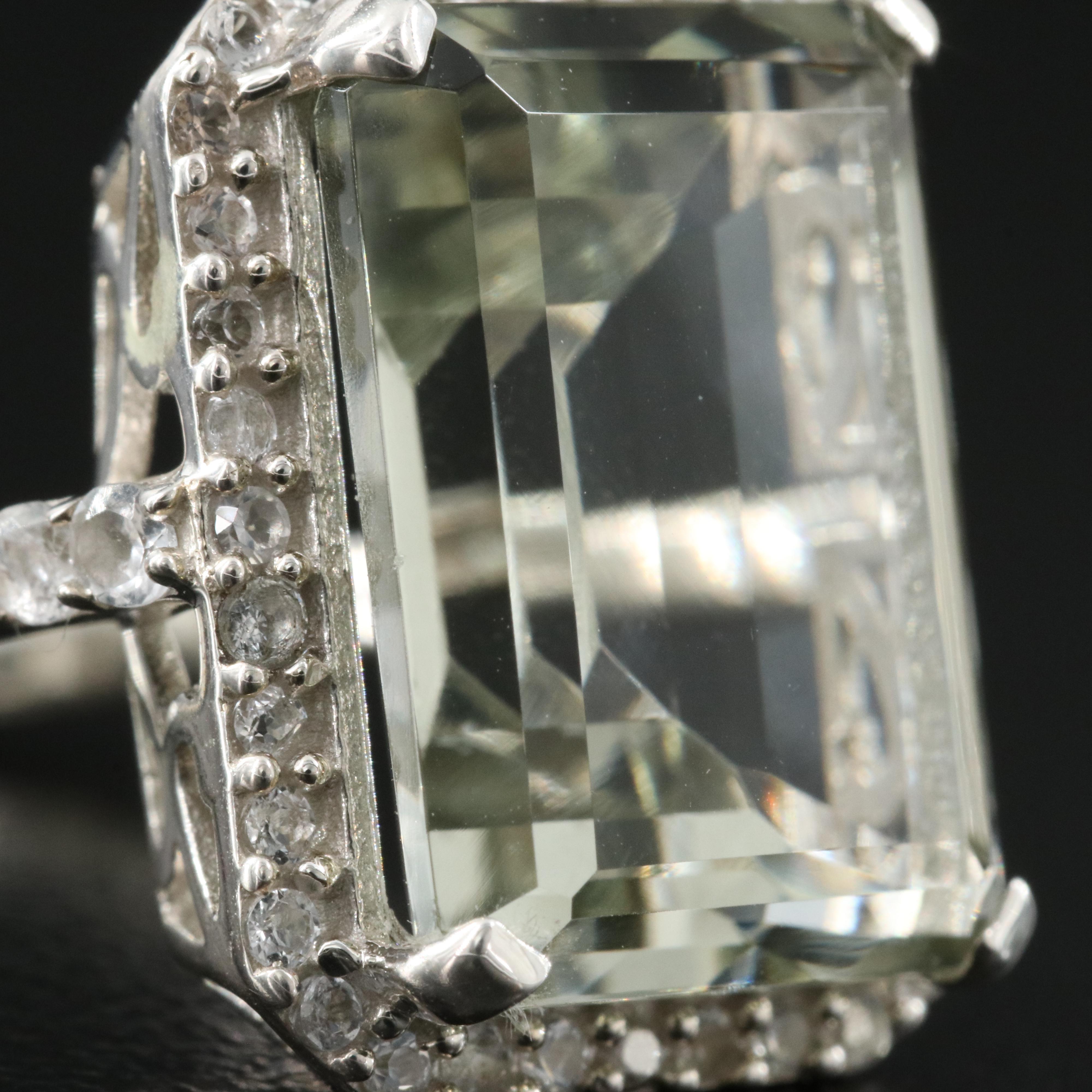Sterling Prasiolite and Topaz Ring