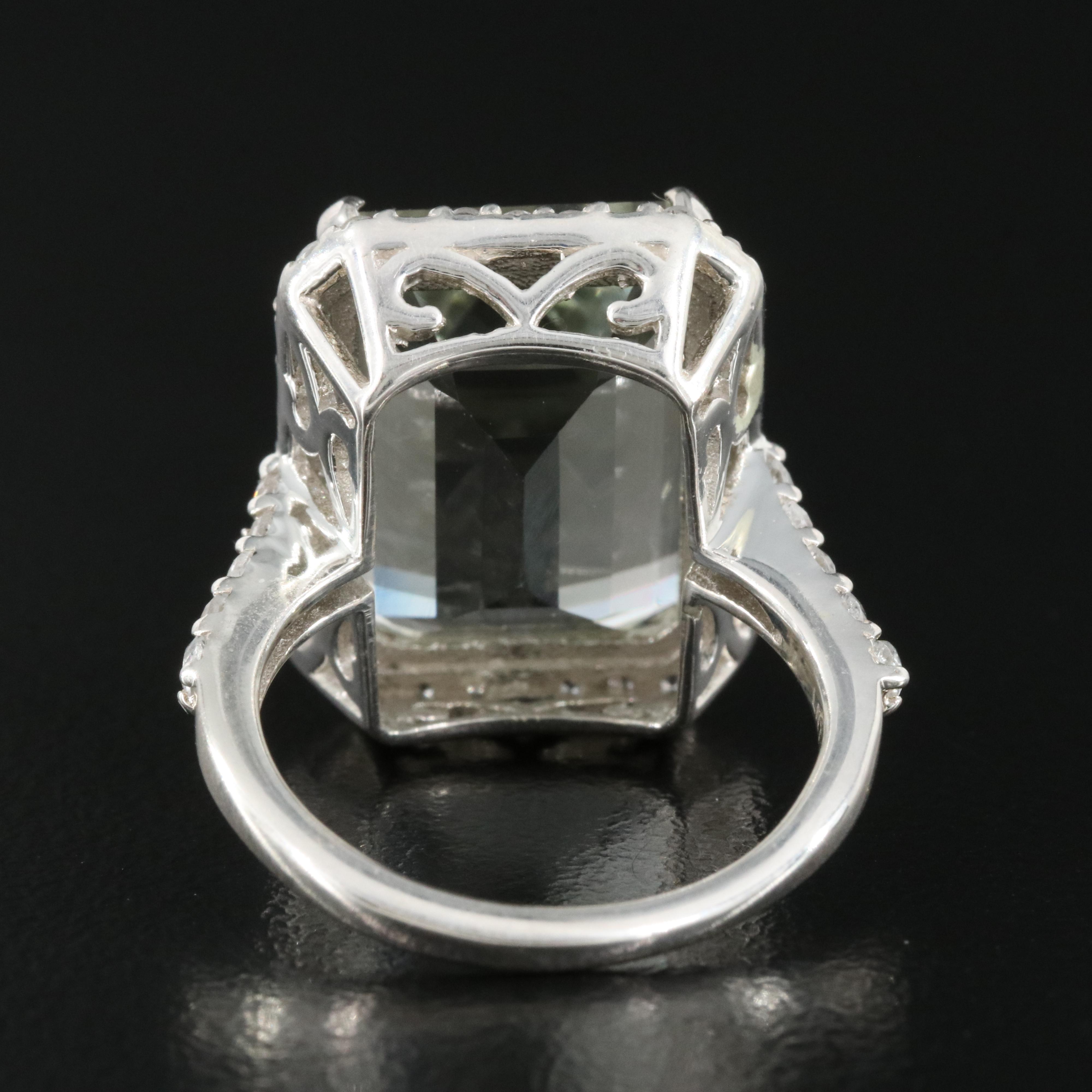 Sterling Prasiolite and Topaz Ring