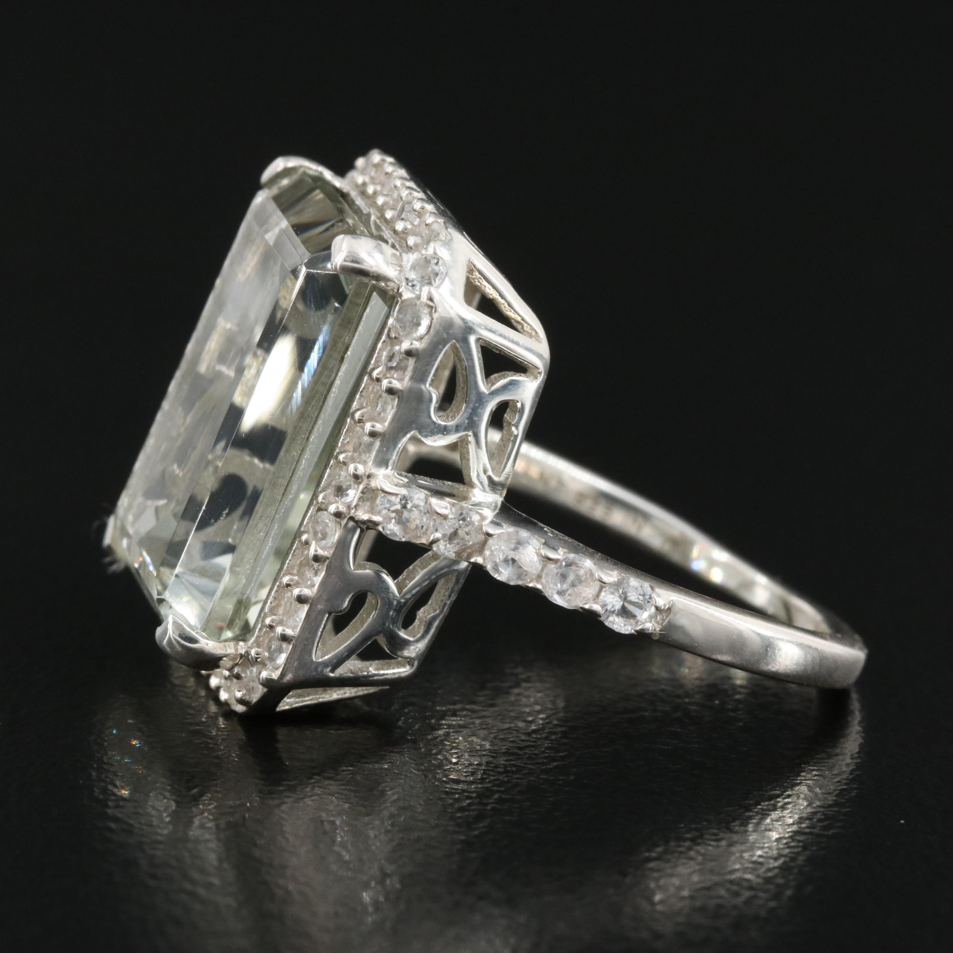 Sterling Prasiolite and Topaz Ring