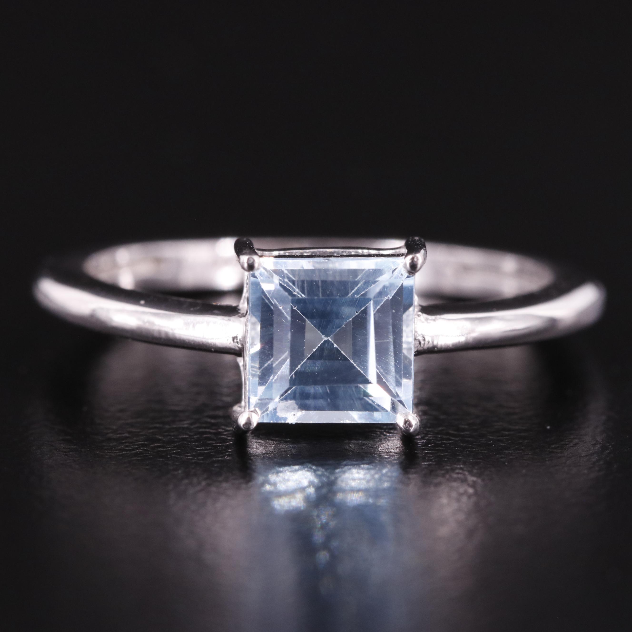 Sterling Blue Topaz Solitaire Ring