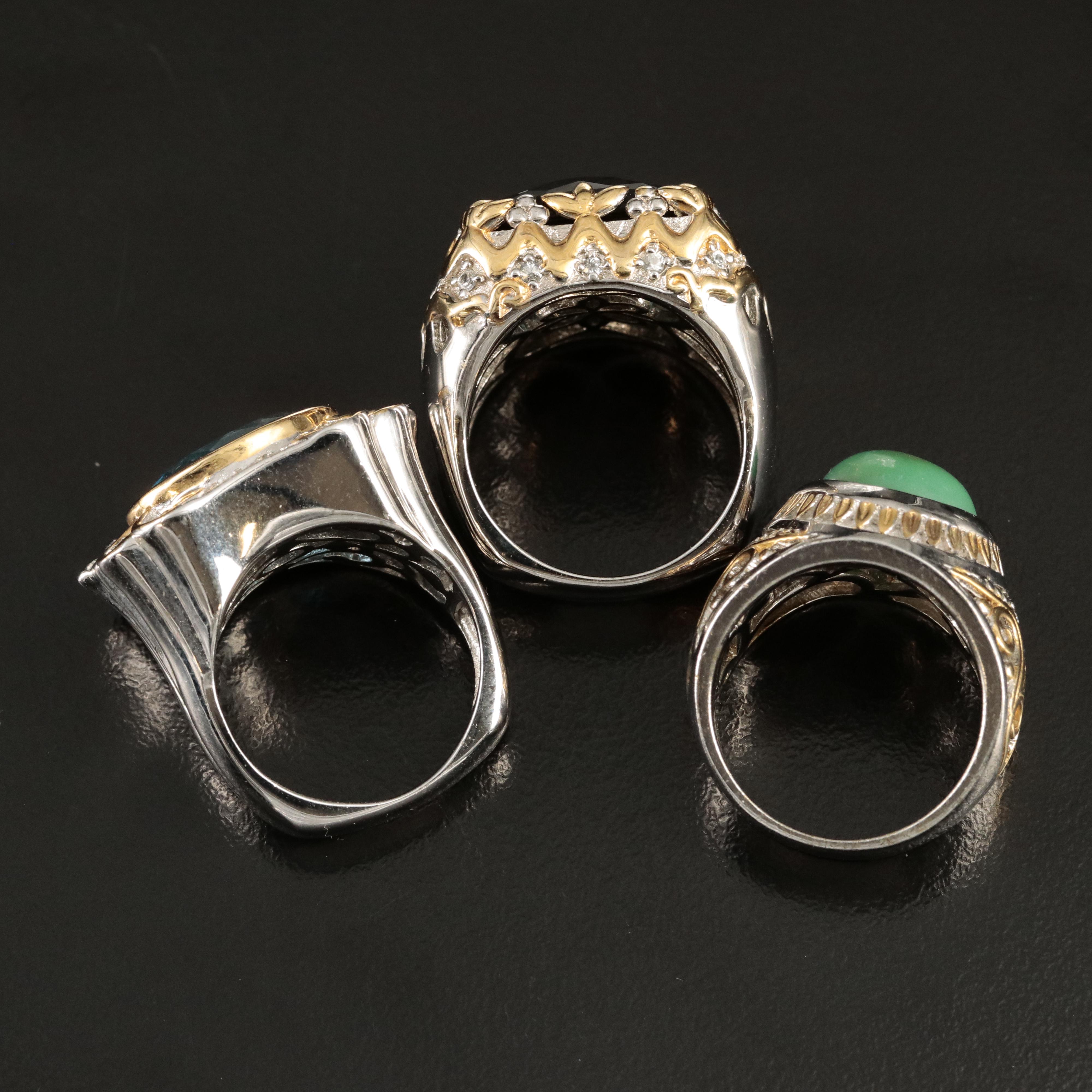 Sterling Topaz, Spinel and Sapphire Rings