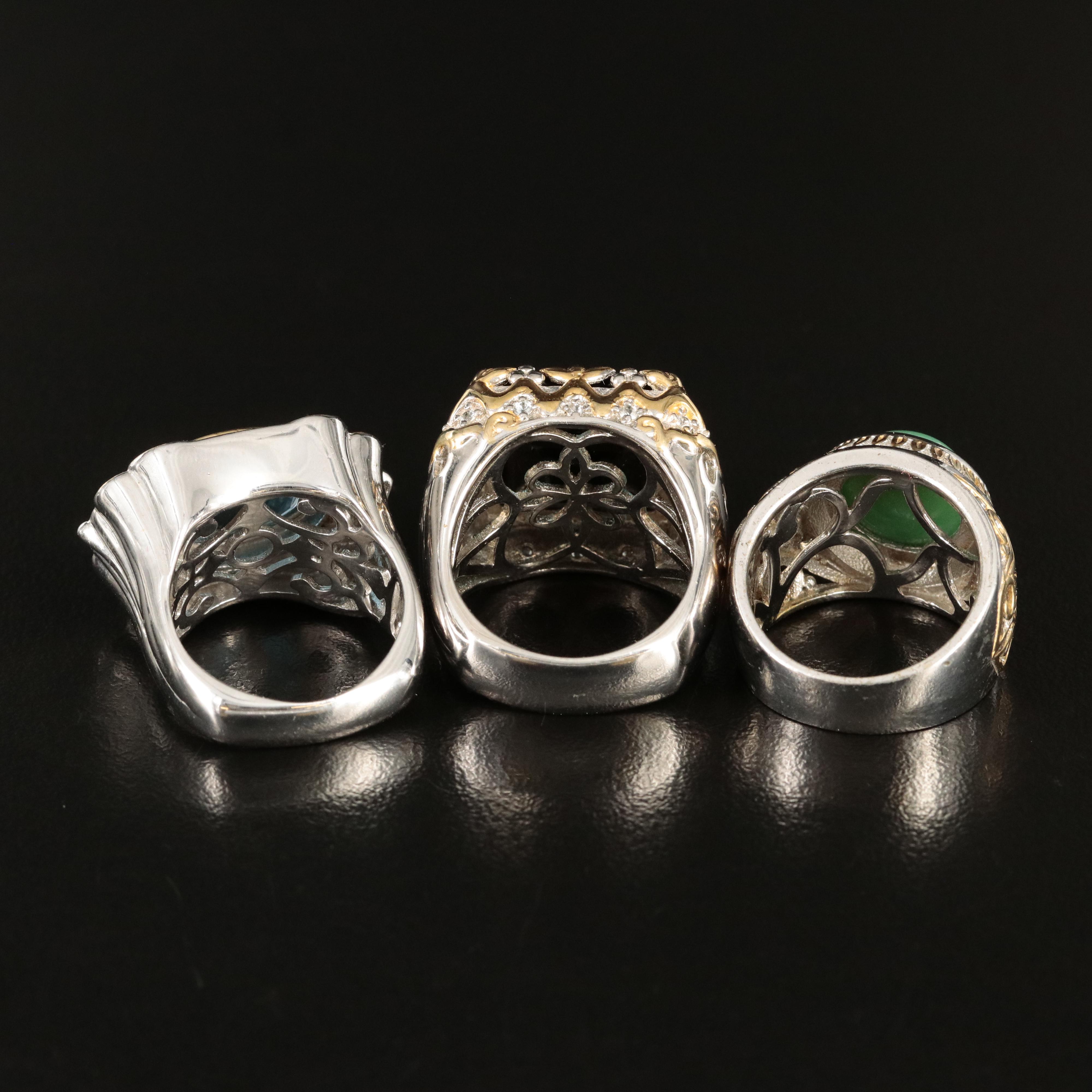 Sterling Topaz, Spinel and Sapphire Rings