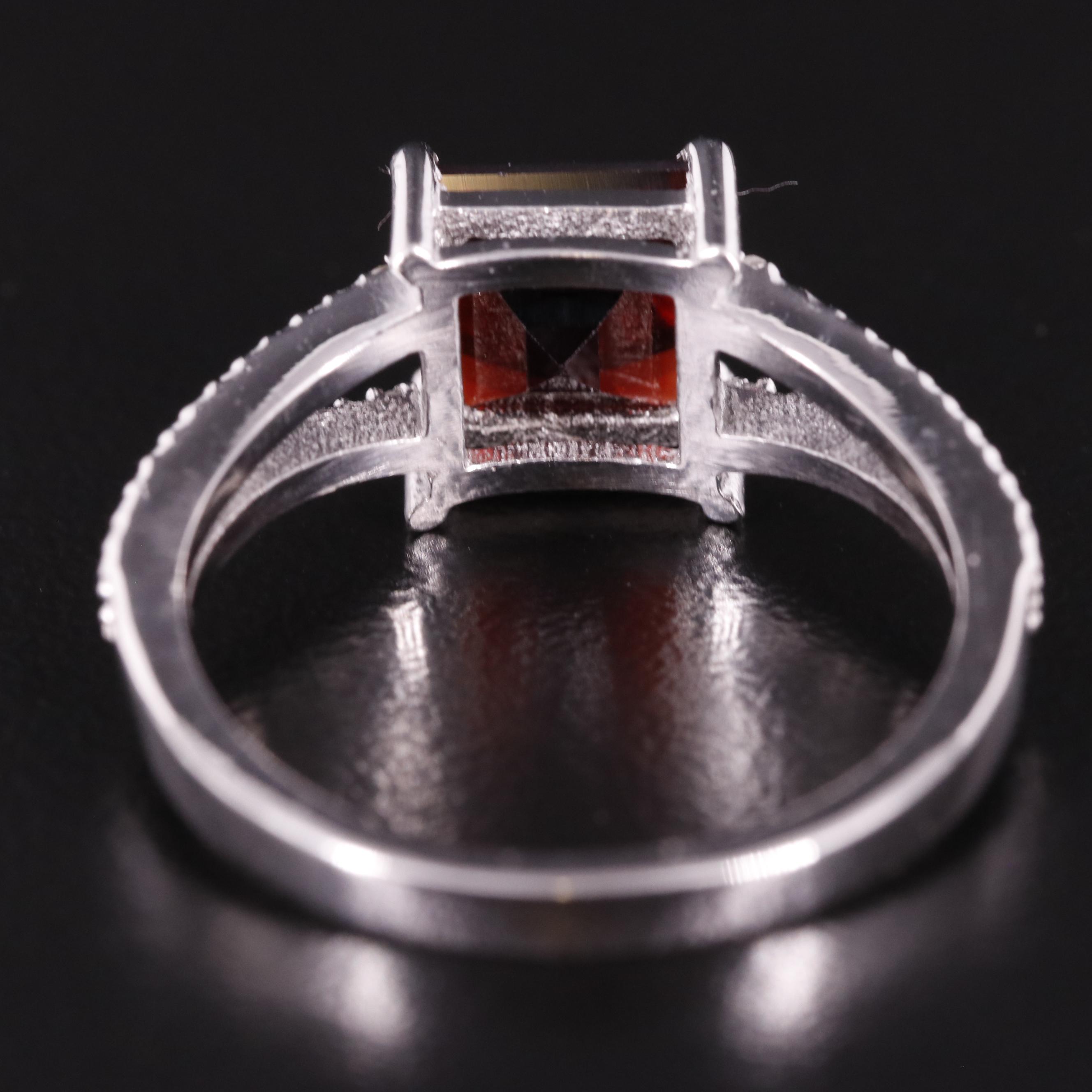 Sterling Garnet and Diamond Ring