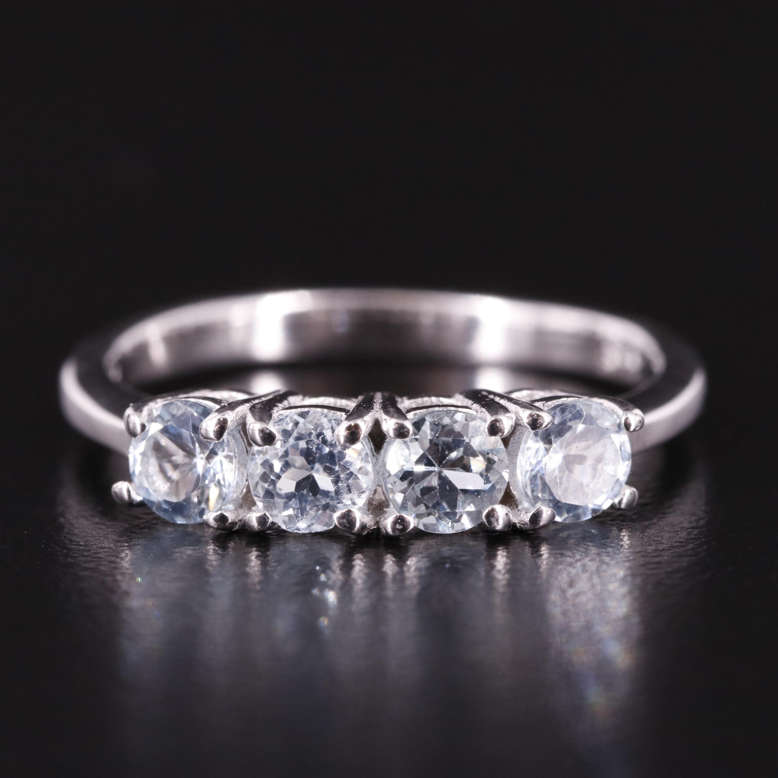 Sterling Four Stone Blue Topaz Ring