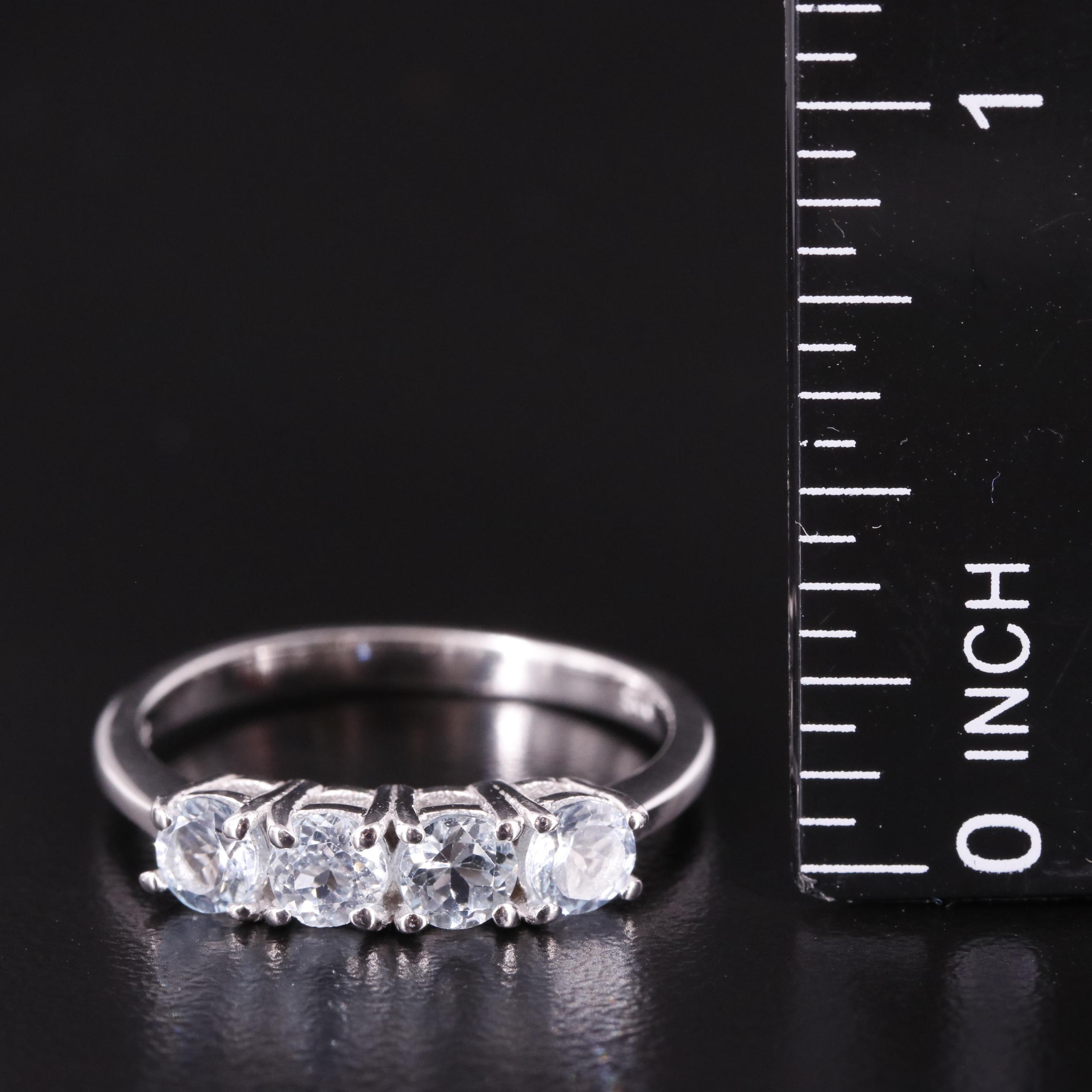Sterling Four Stone Blue Topaz Ring
