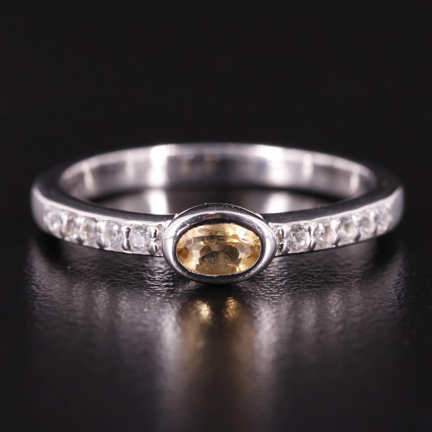 Sterling Citrine and White Topaz Ring