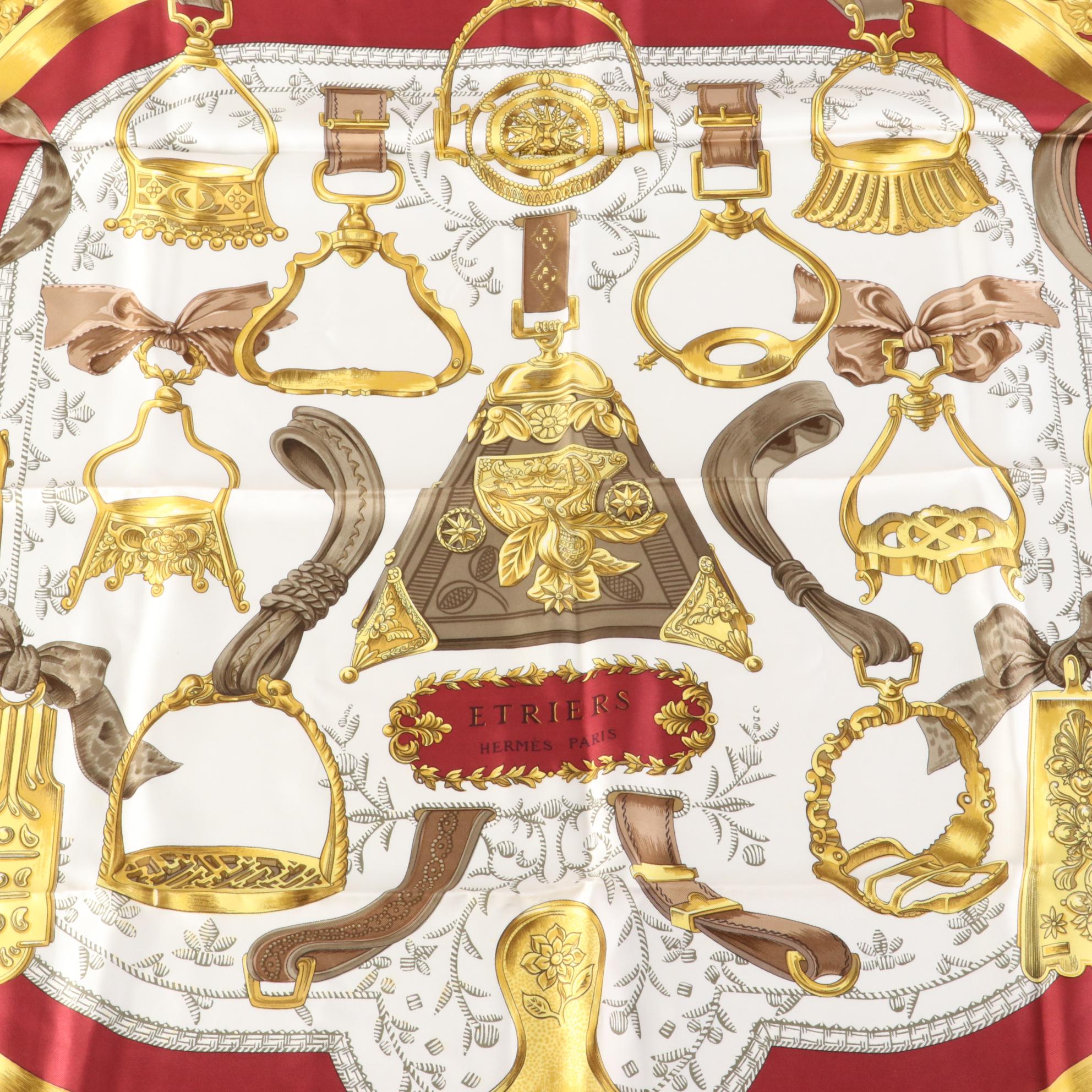 Hermès "Etriers" Scarf 90 in Silk Twill