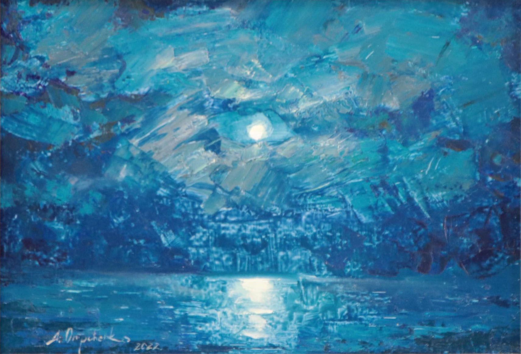 Alisa Onipchenko-Cheznickovska Oil Painting "Blue Night," 2022