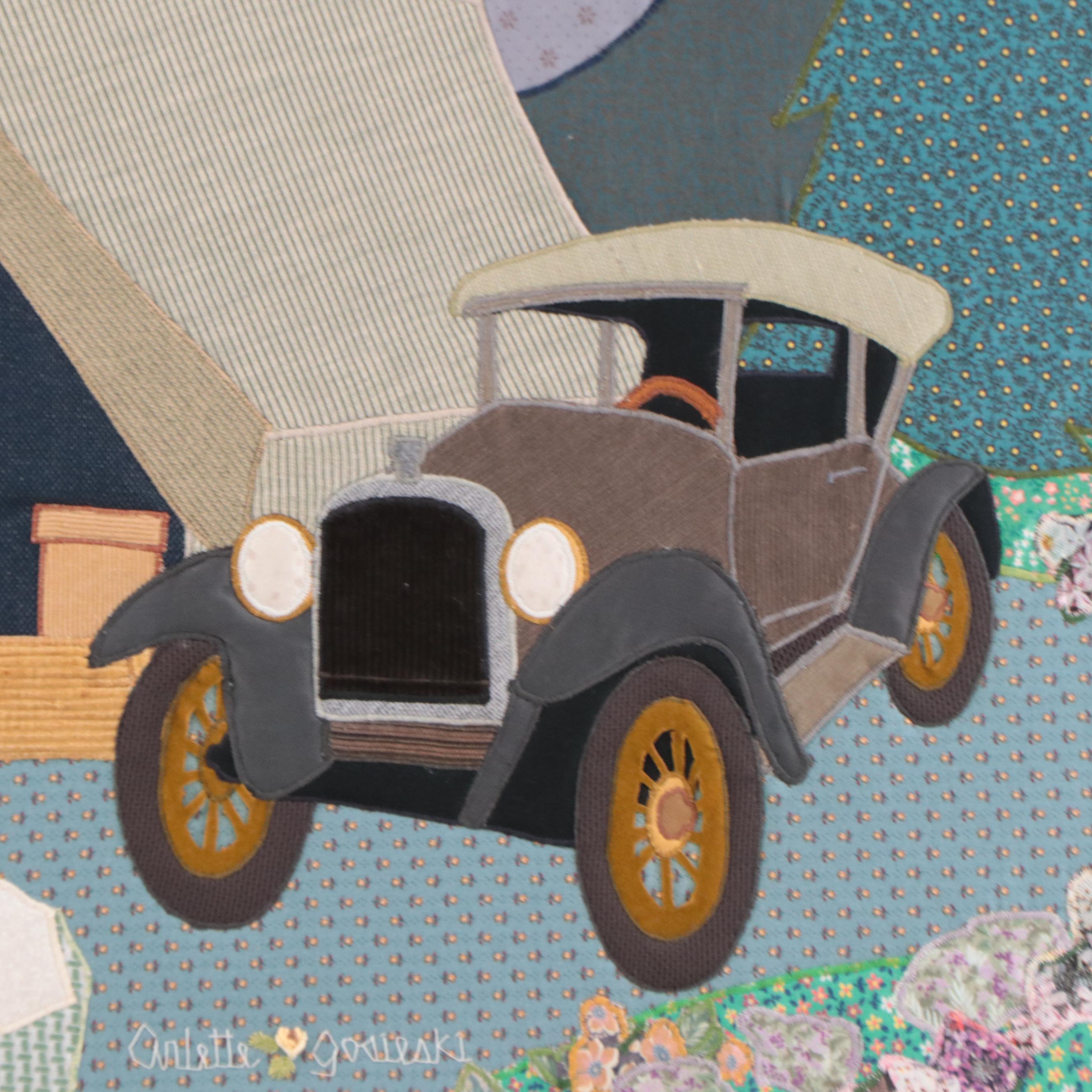 Arlette Gosieski Folk Art Applique Quilt "Camping at Fillius Park," 1985