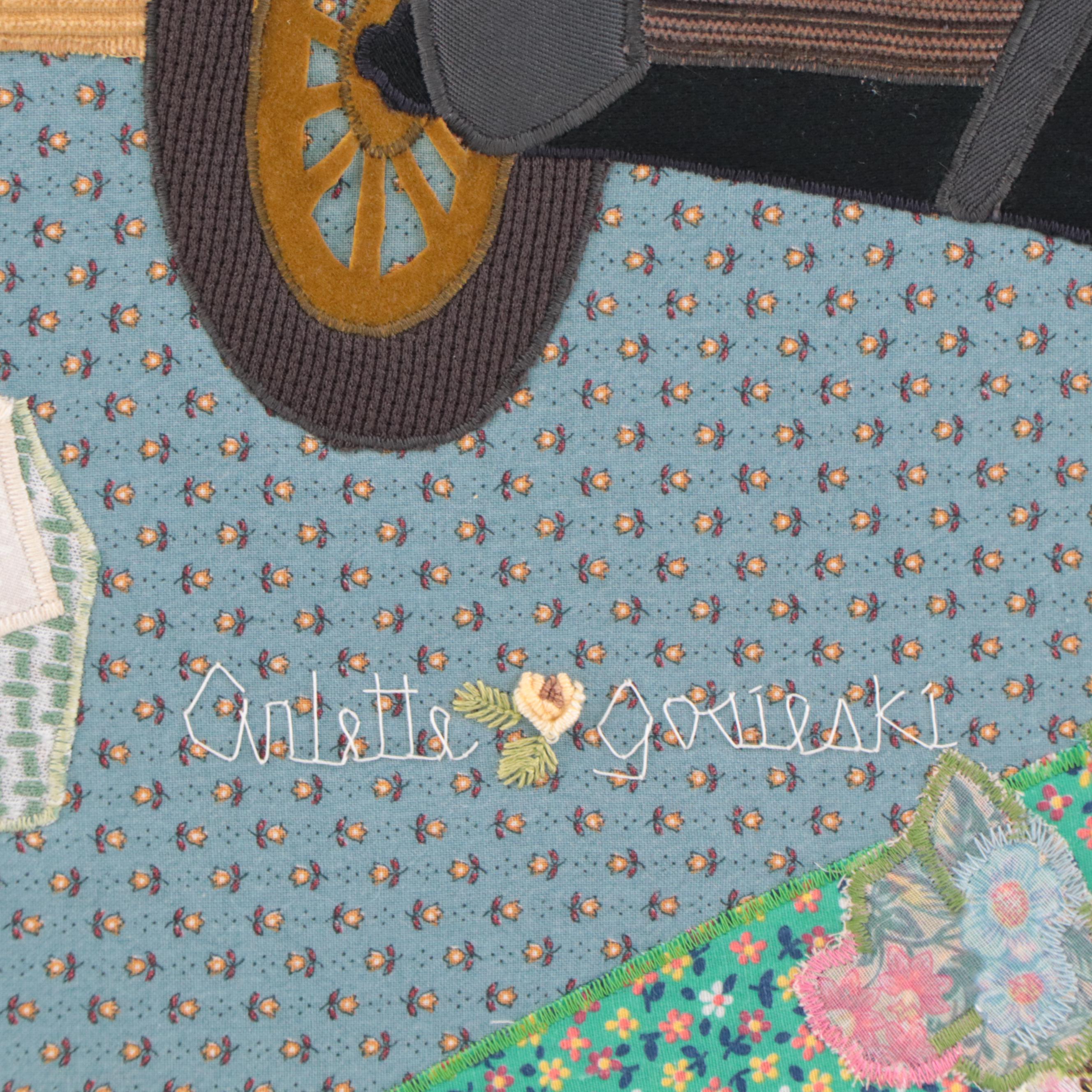 Arlette Gosieski Folk Art Applique Quilt "Camping at Fillius Park," 1985