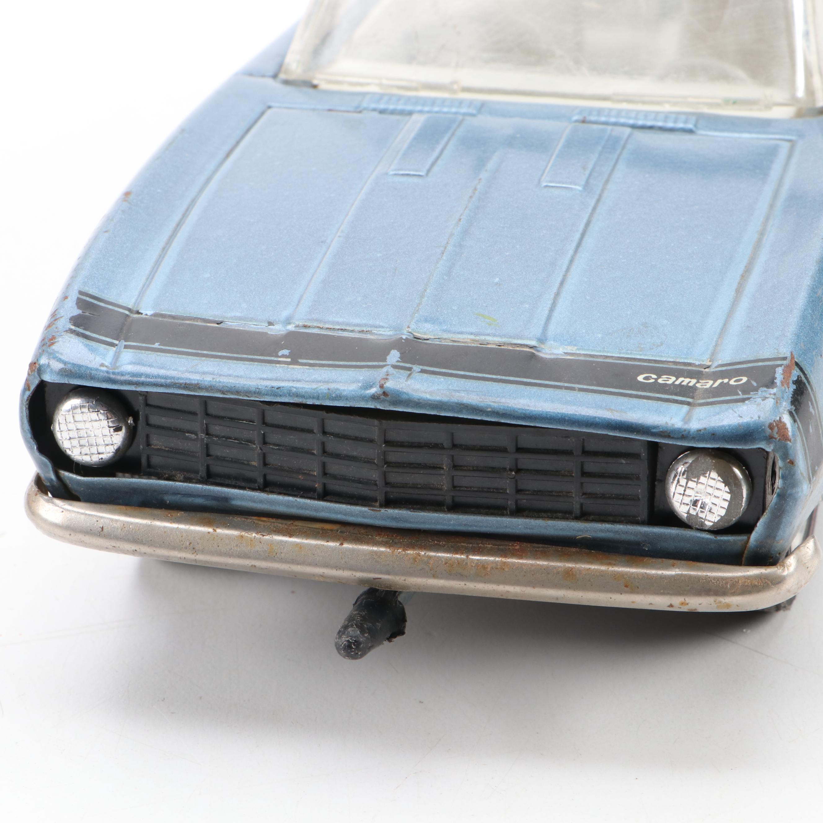 Japanese Diecast 1967 Camaro with Flip-Up Headlights and Yellow Tow Truck