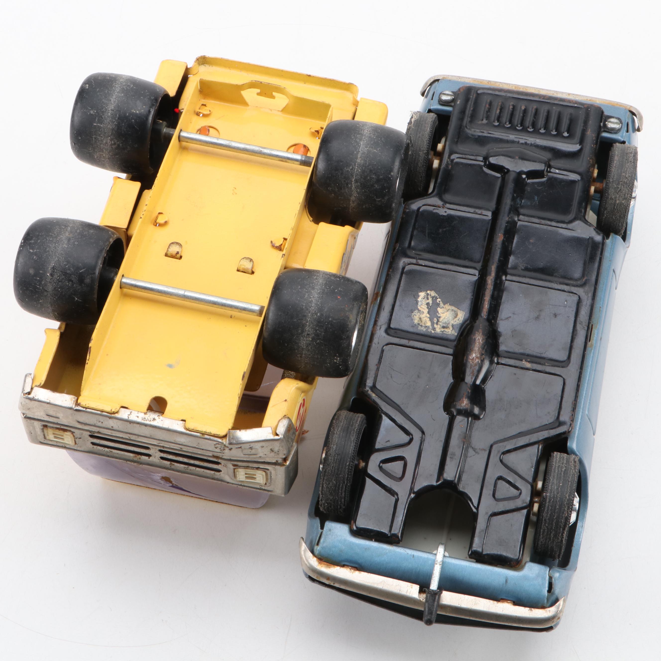 Japanese Diecast 1967 Camaro with Flip-Up Headlights and Yellow Tow Truck