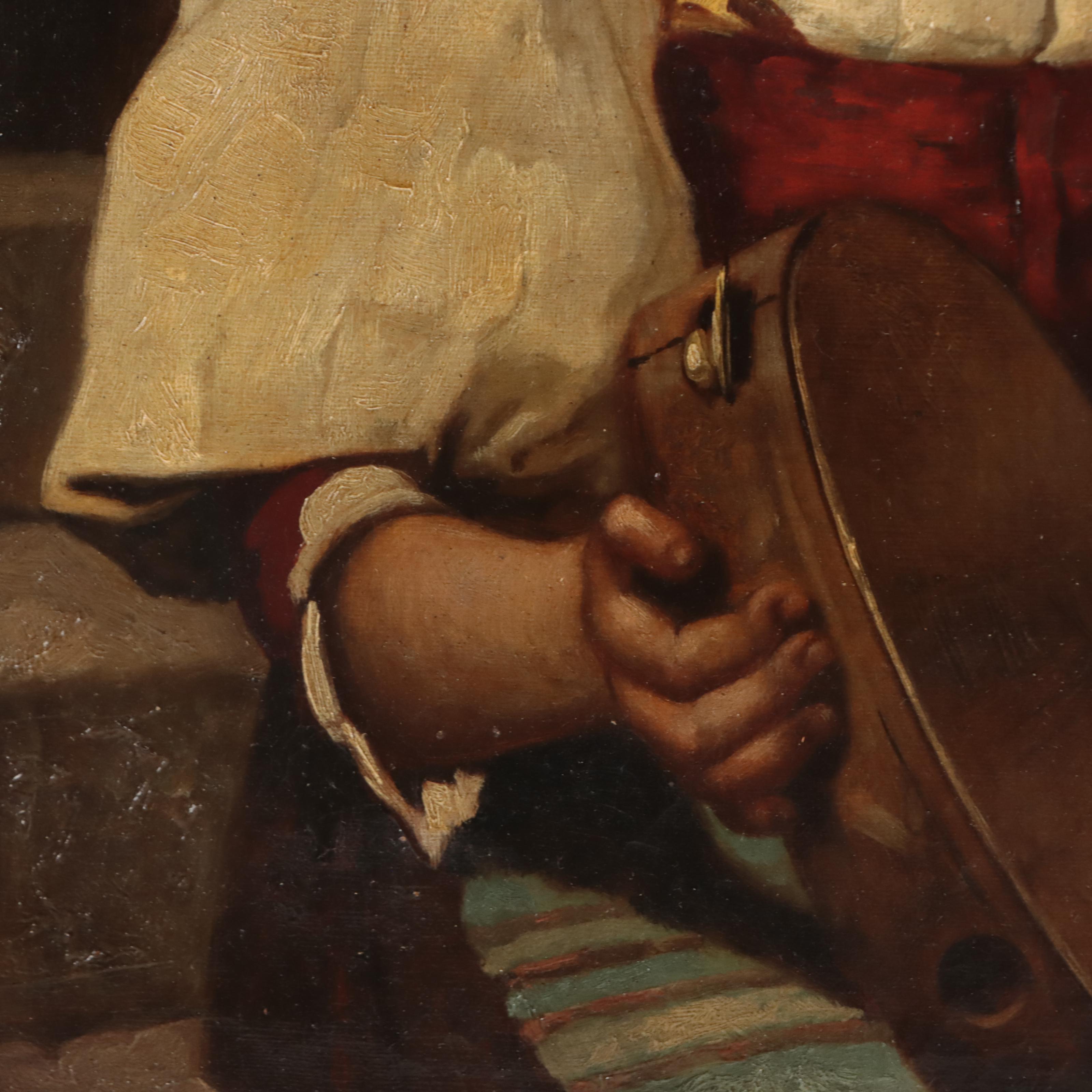 Italian School Oil Painting of Young Girl With Tambourine, 19th Century
