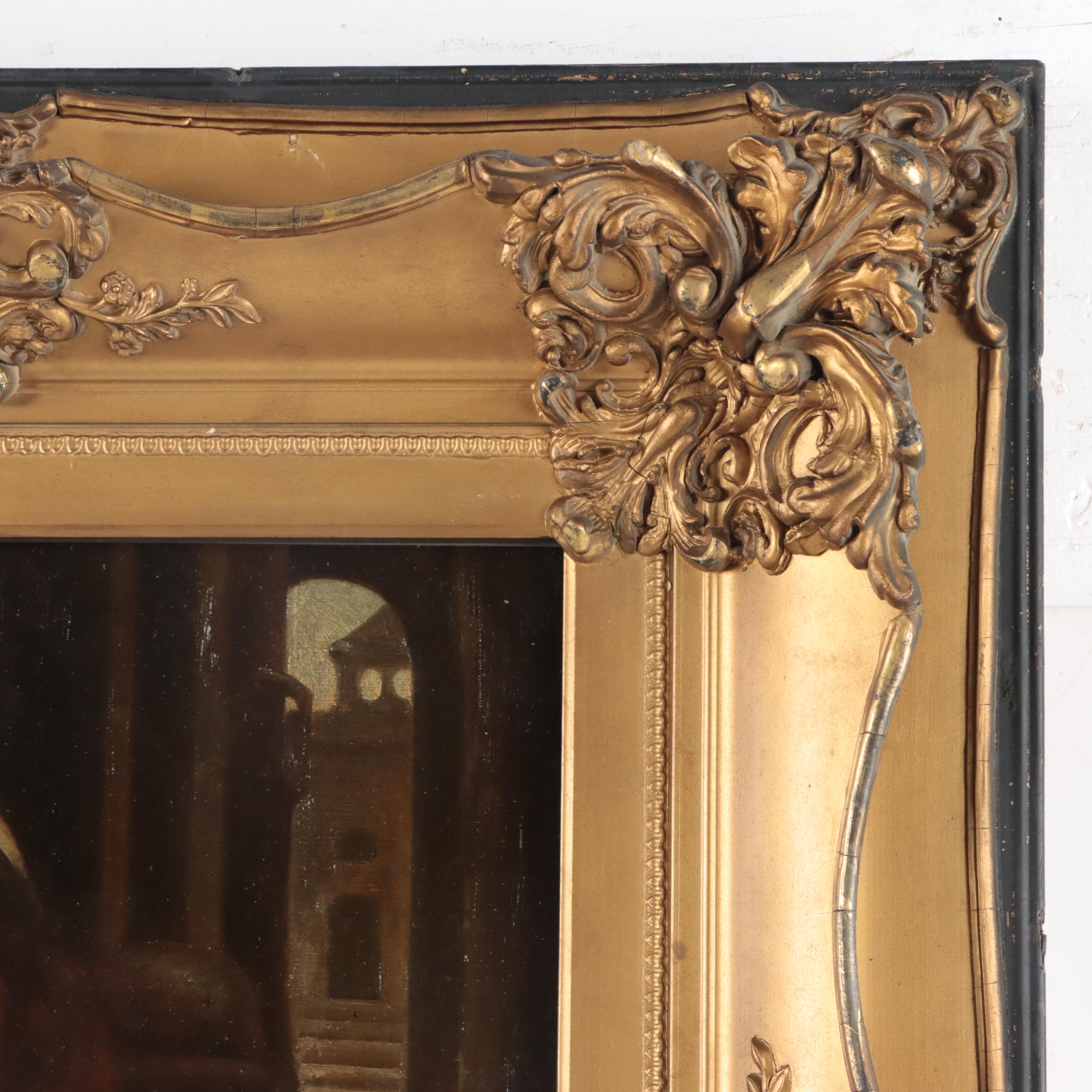 Italian School Oil Painting of Young Girl With Tambourine, 19th Century