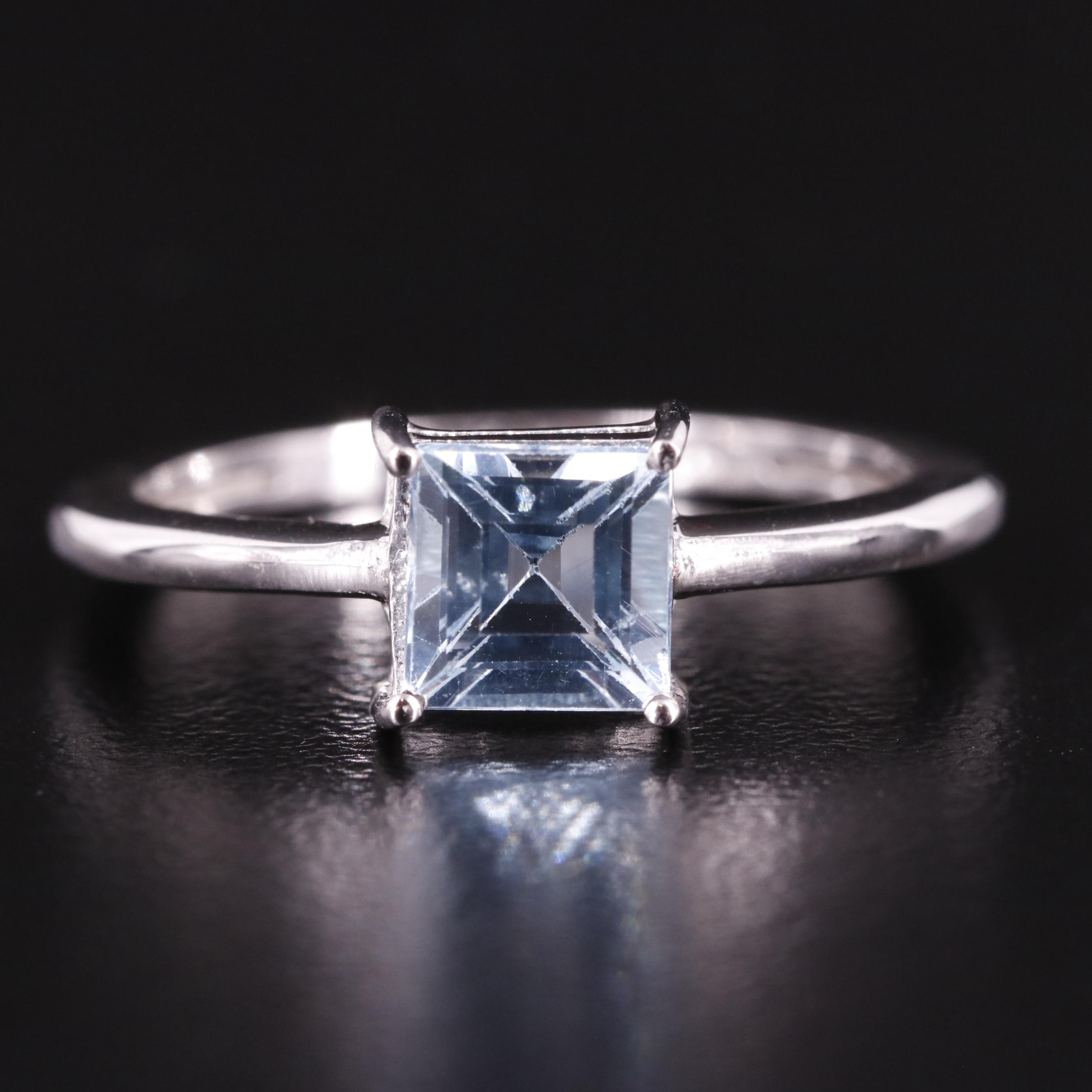 Sterling Blue Topaz Solitaire Ring