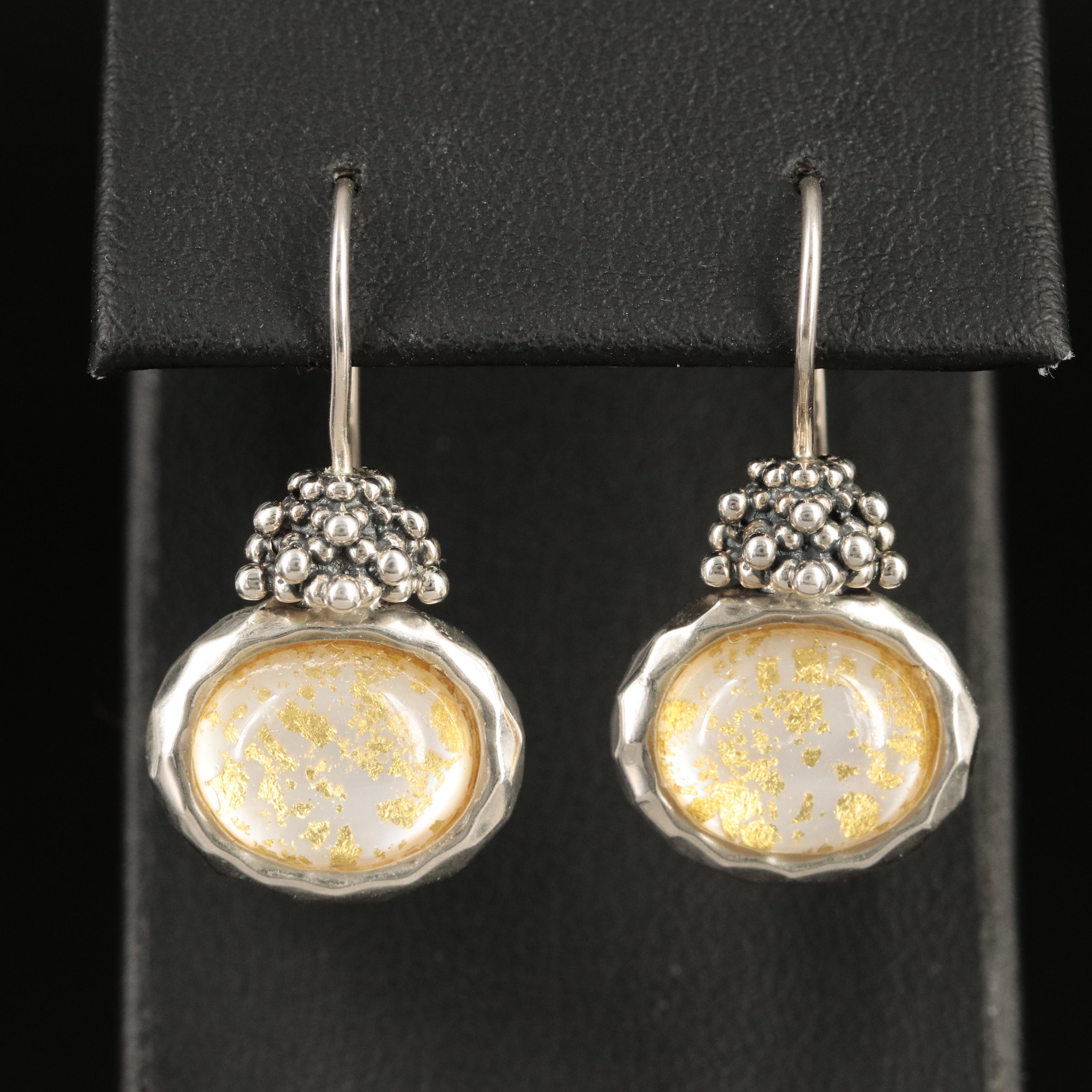 Michael Dawkins Sterling Quartz and Mother-of-Pearl Double Earrings