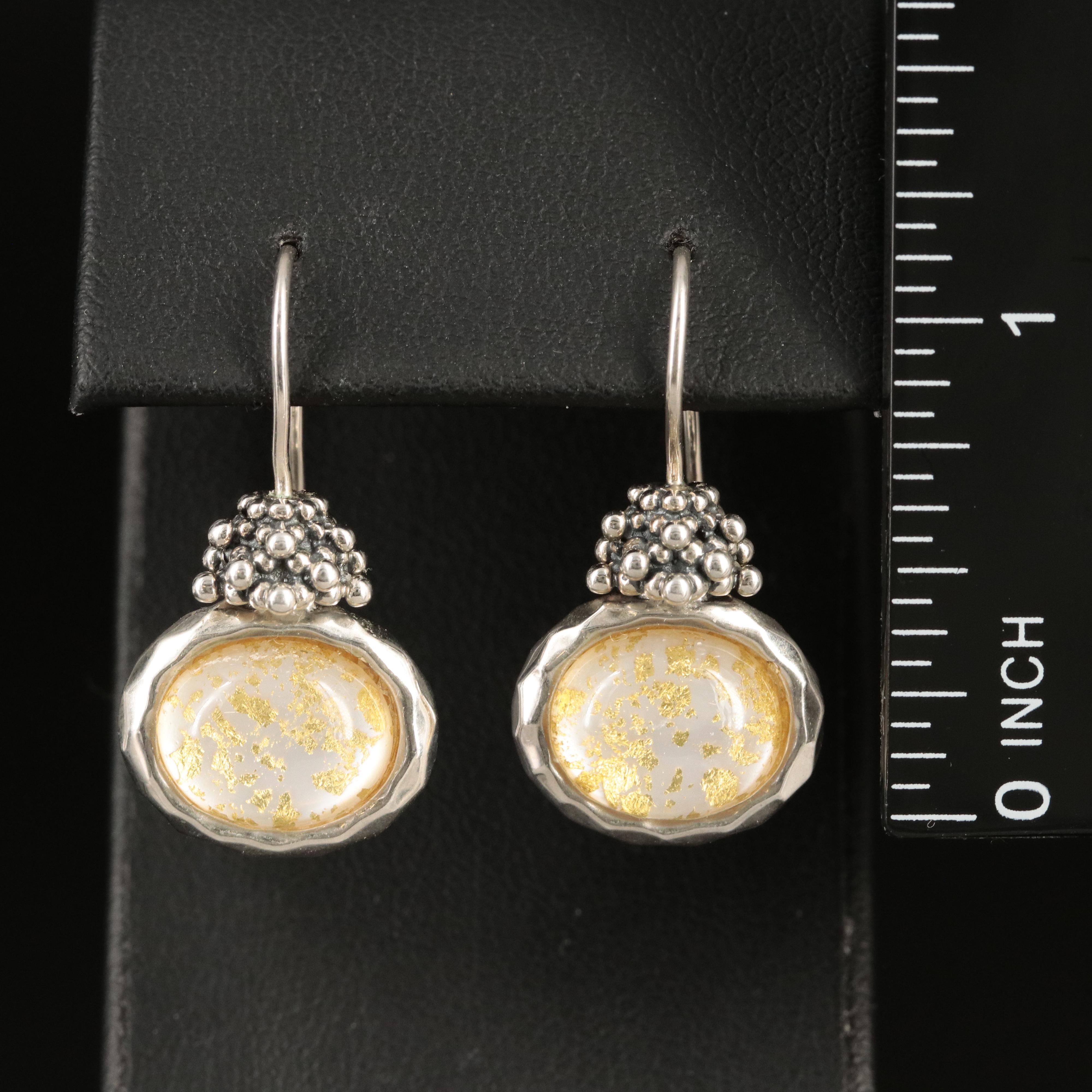 Michael Dawkins Sterling Quartz and Mother-of-Pearl Double Earrings