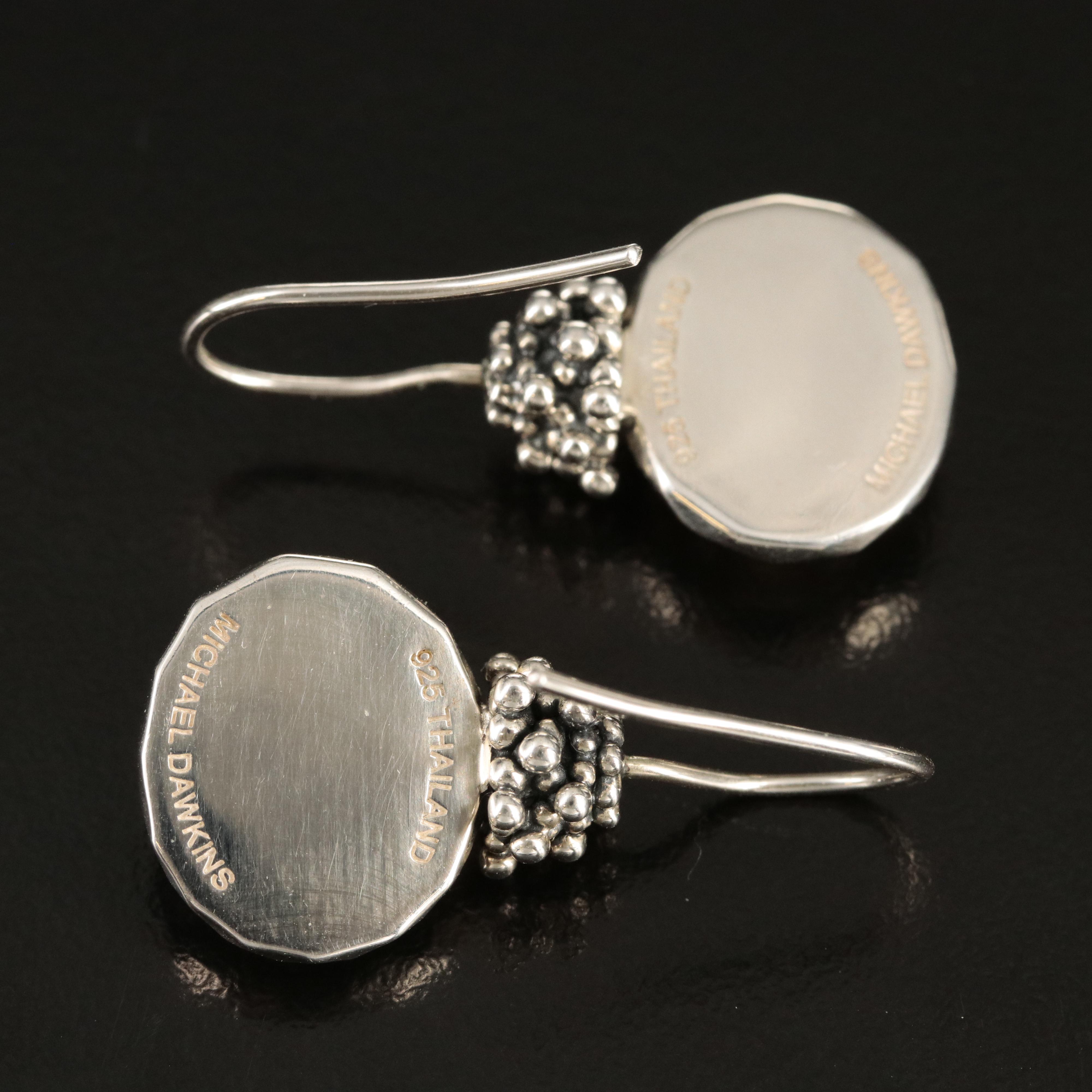 Michael Dawkins Sterling Quartz and Mother-of-Pearl Double Earrings