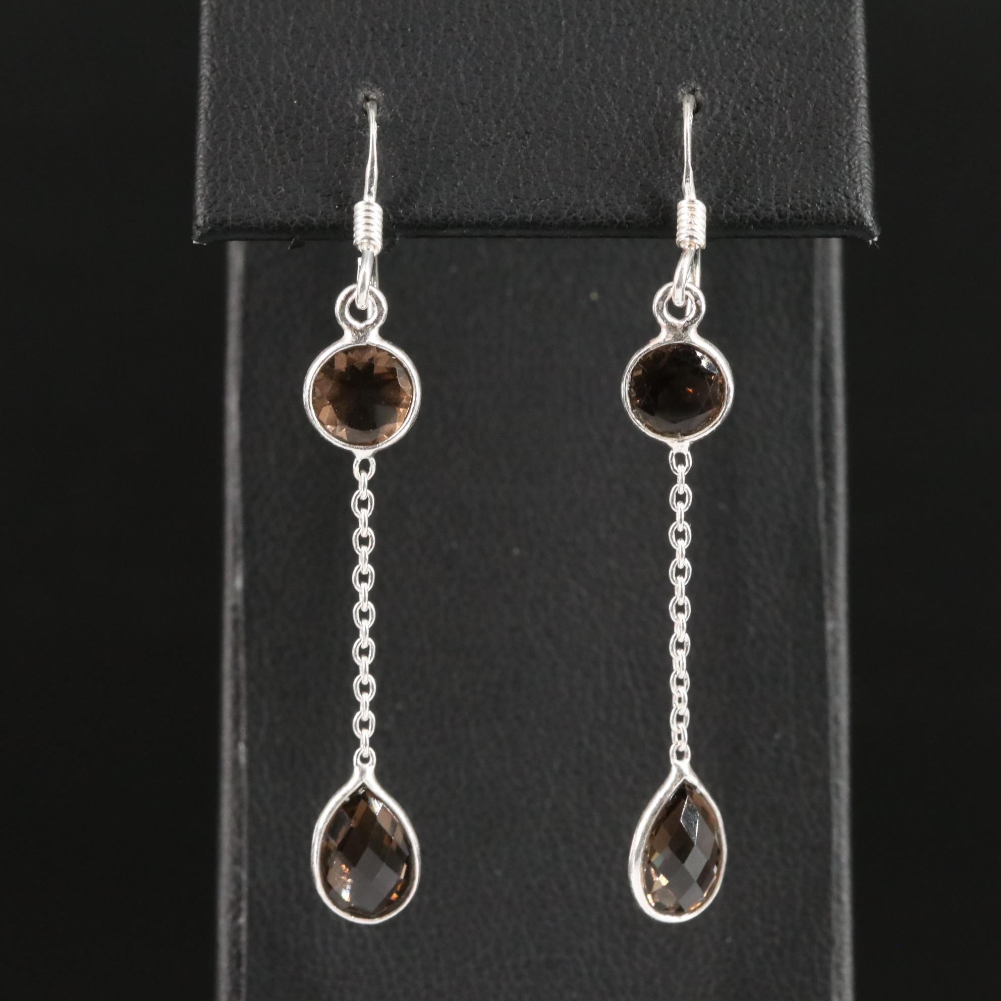 Sterling Smoky Quartz Dangle Earrings