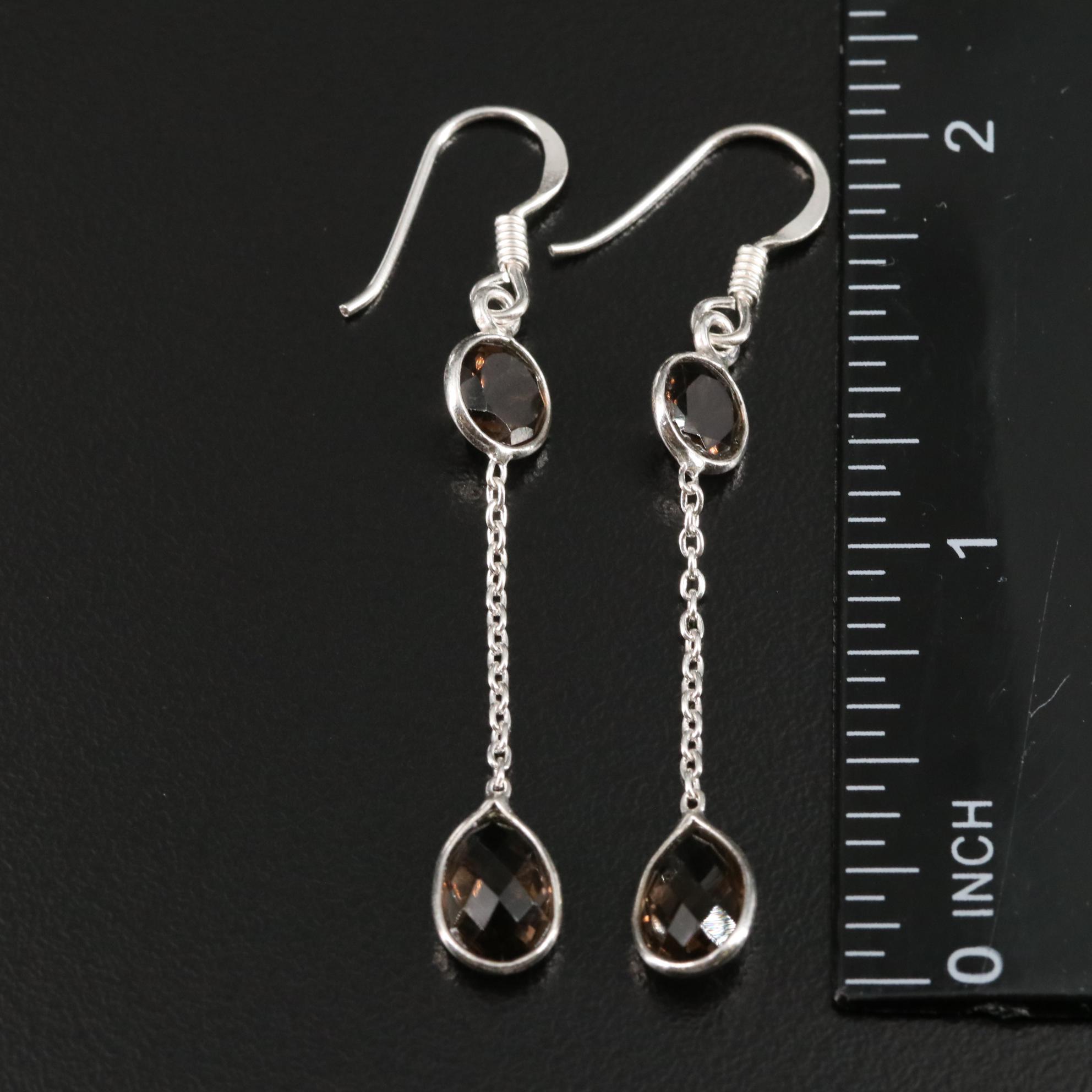 Sterling Smoky Quartz Dangle Earrings