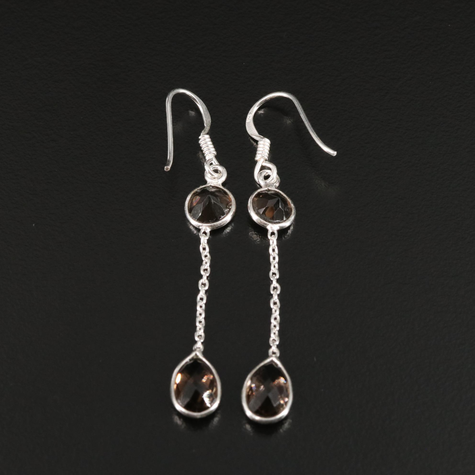 Sterling Smoky Quartz Dangle Earrings