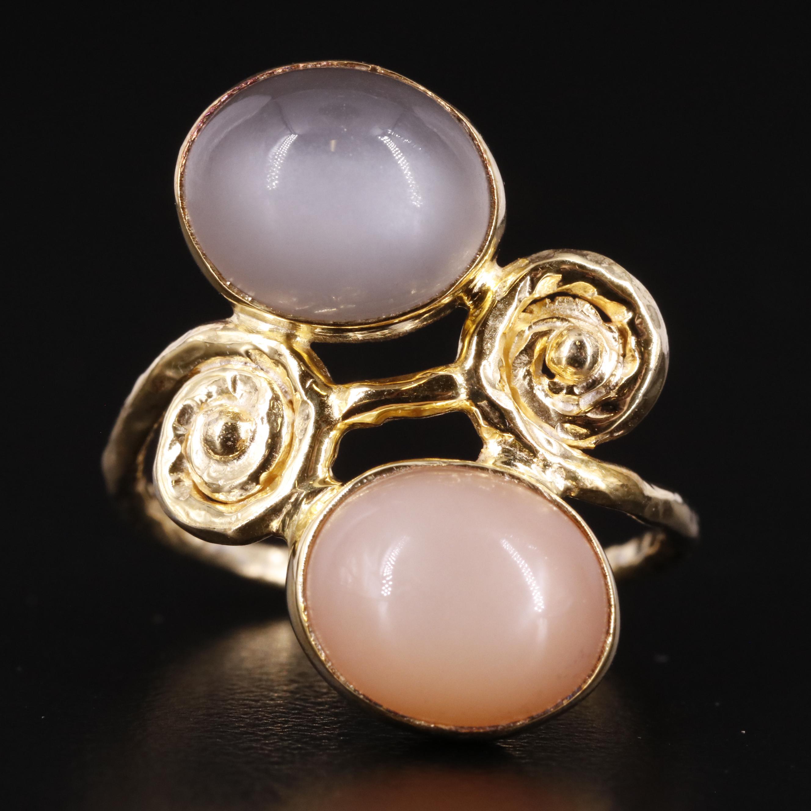 Sterling Moonstone Toi et Moi Ring