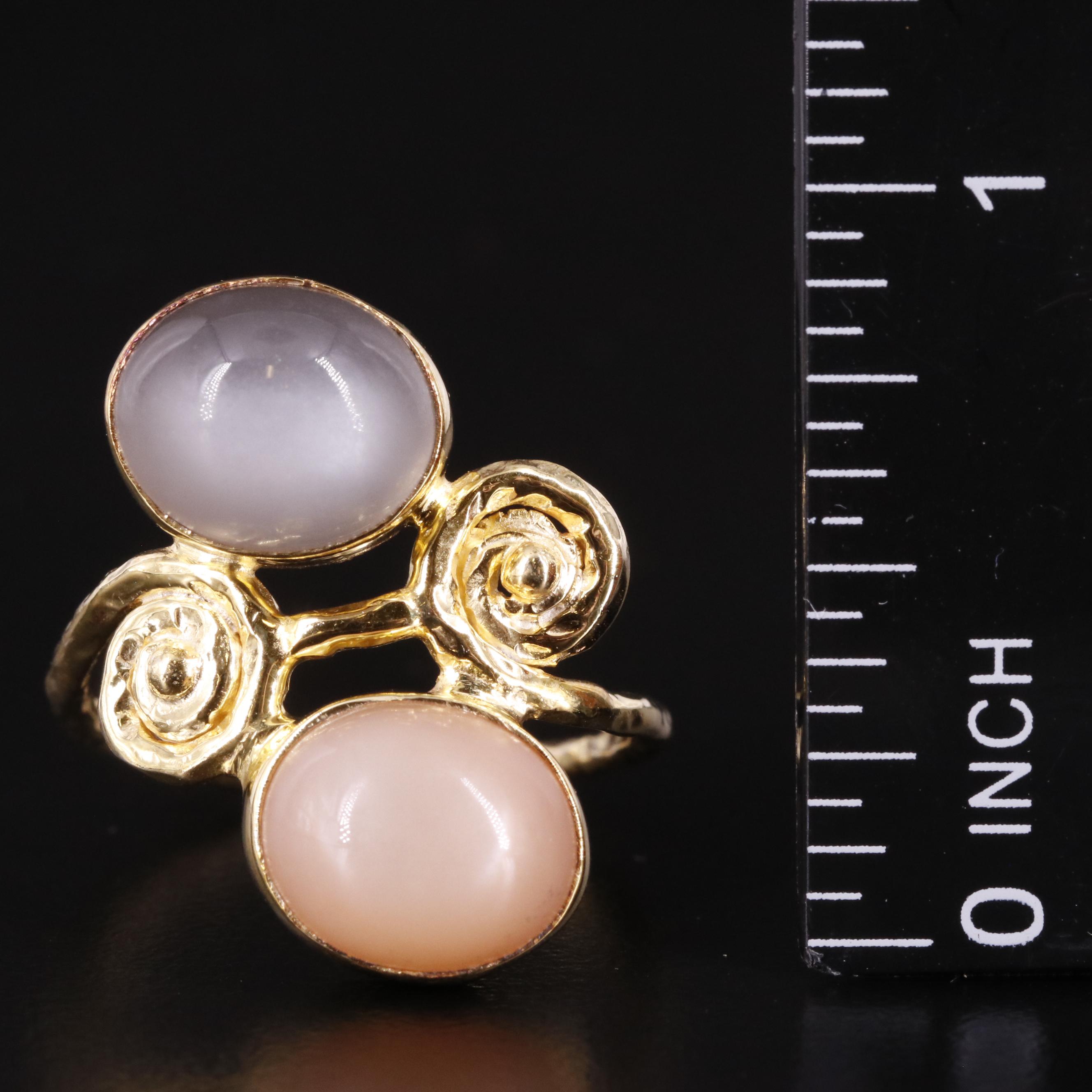 Sterling Moonstone Toi et Moi Ring