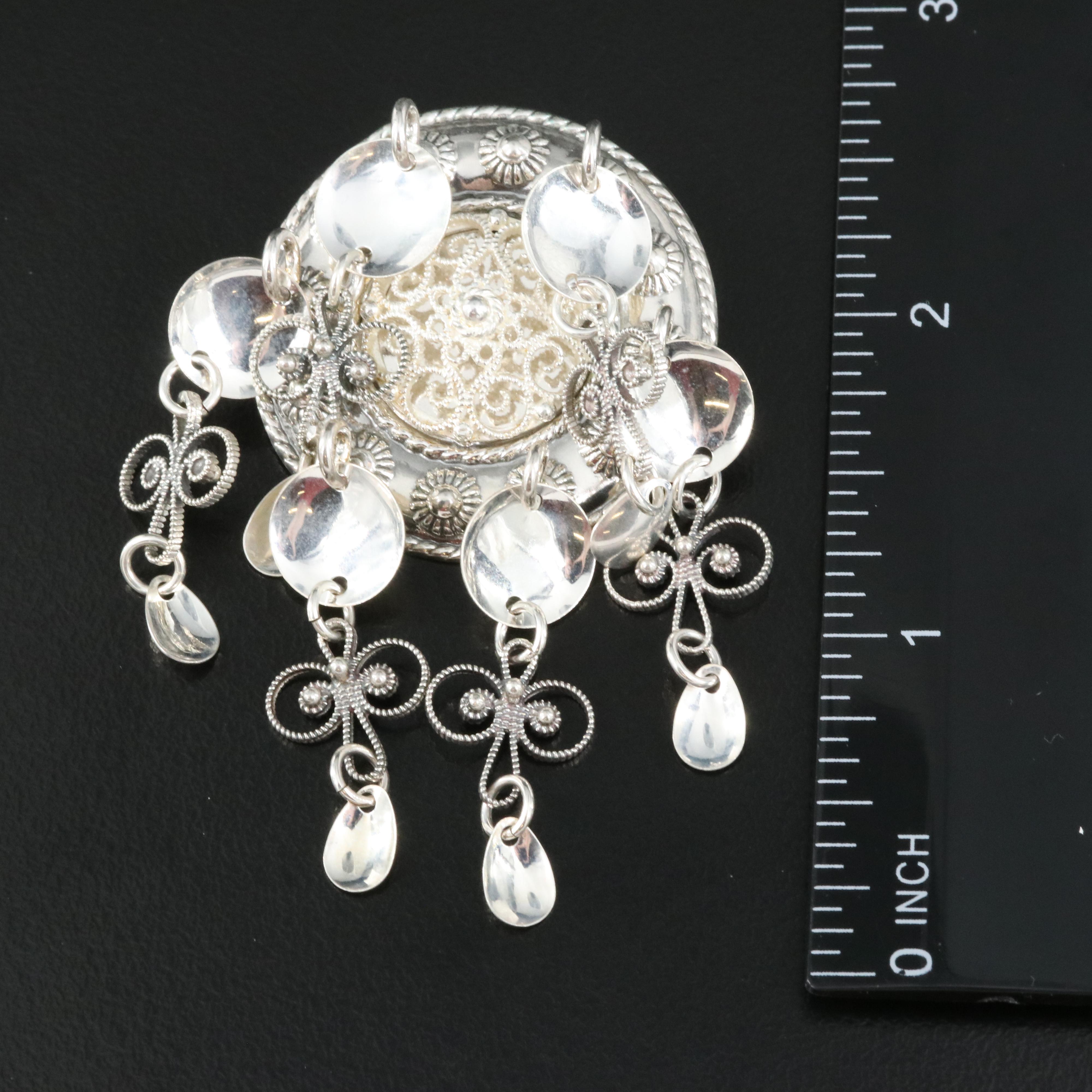 Scandanavian "Solje" 830 Silver Wedding Brooch and Sterling Earrings