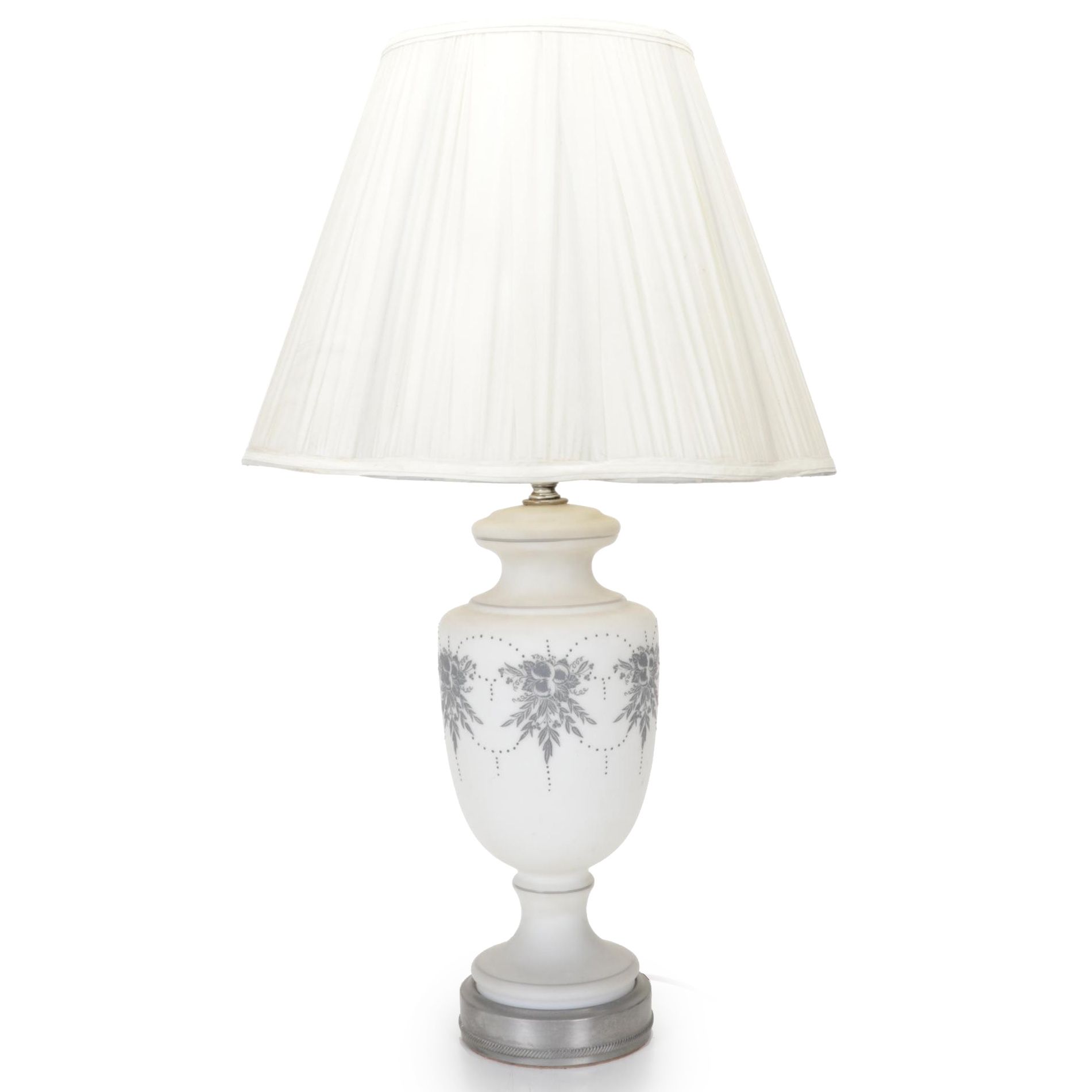 White Matte Glass Urn Style Table Lamp