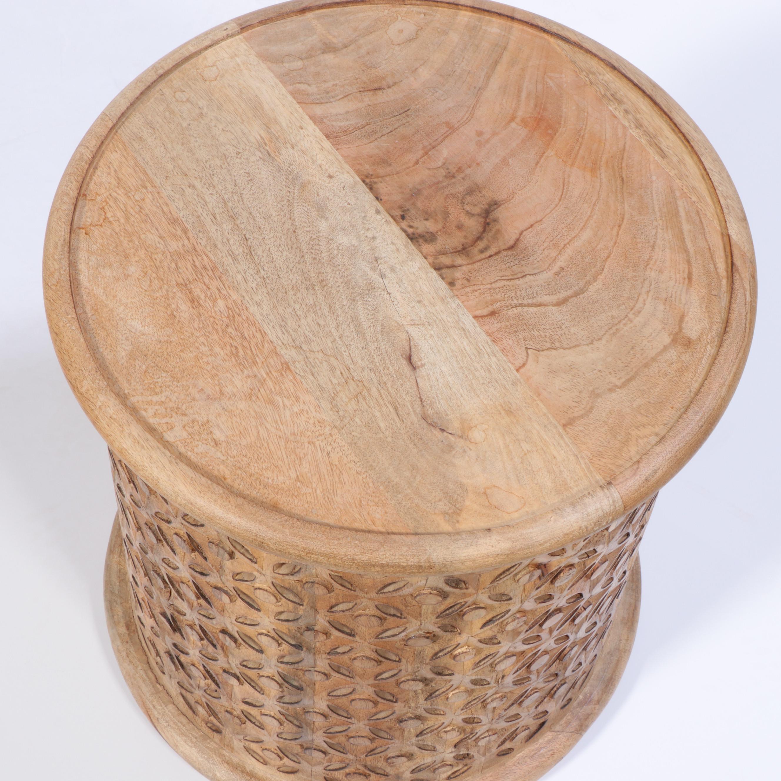 West Elm Hand-Carved Mango Wood Side Table