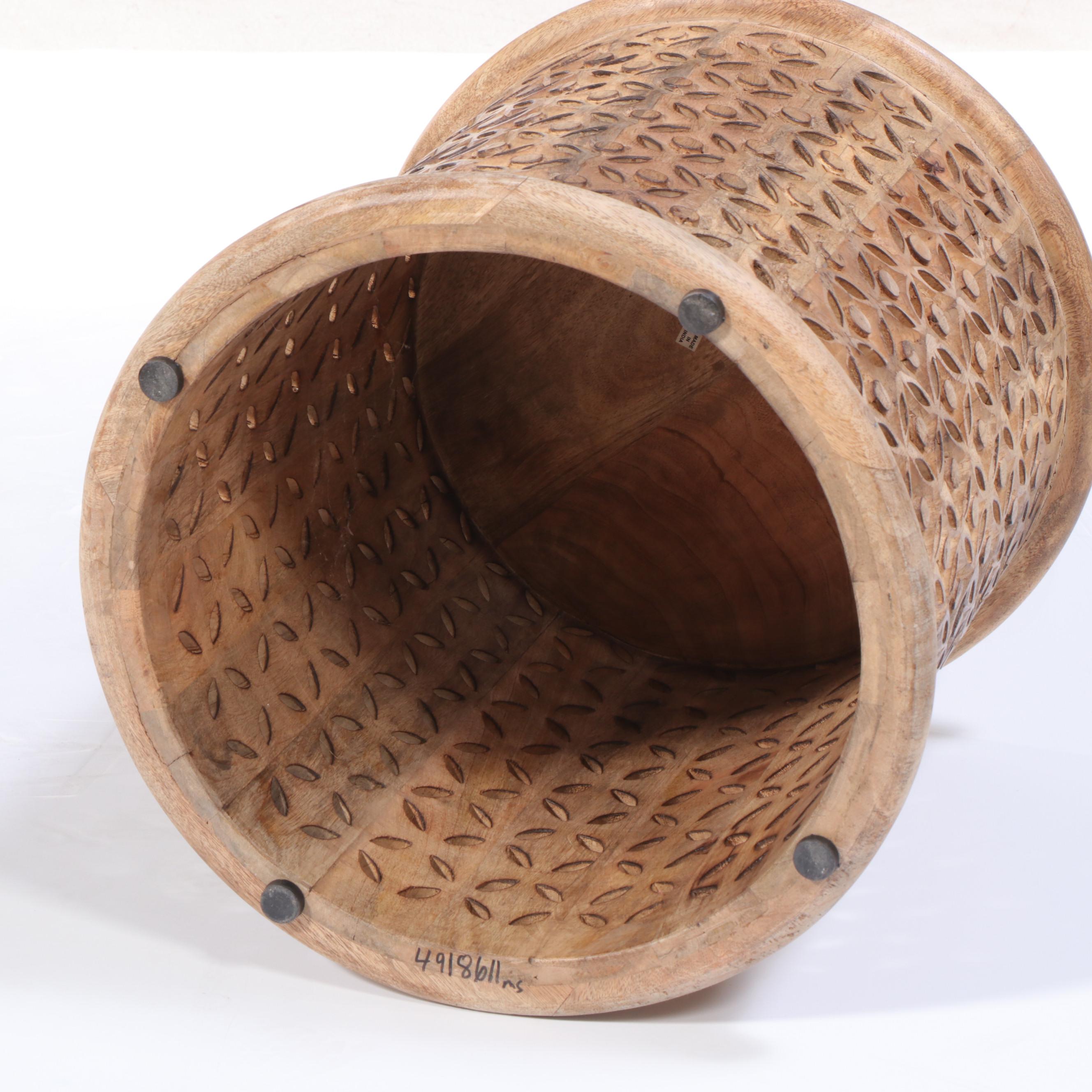 West Elm Hand-Carved Mango Wood Side Table