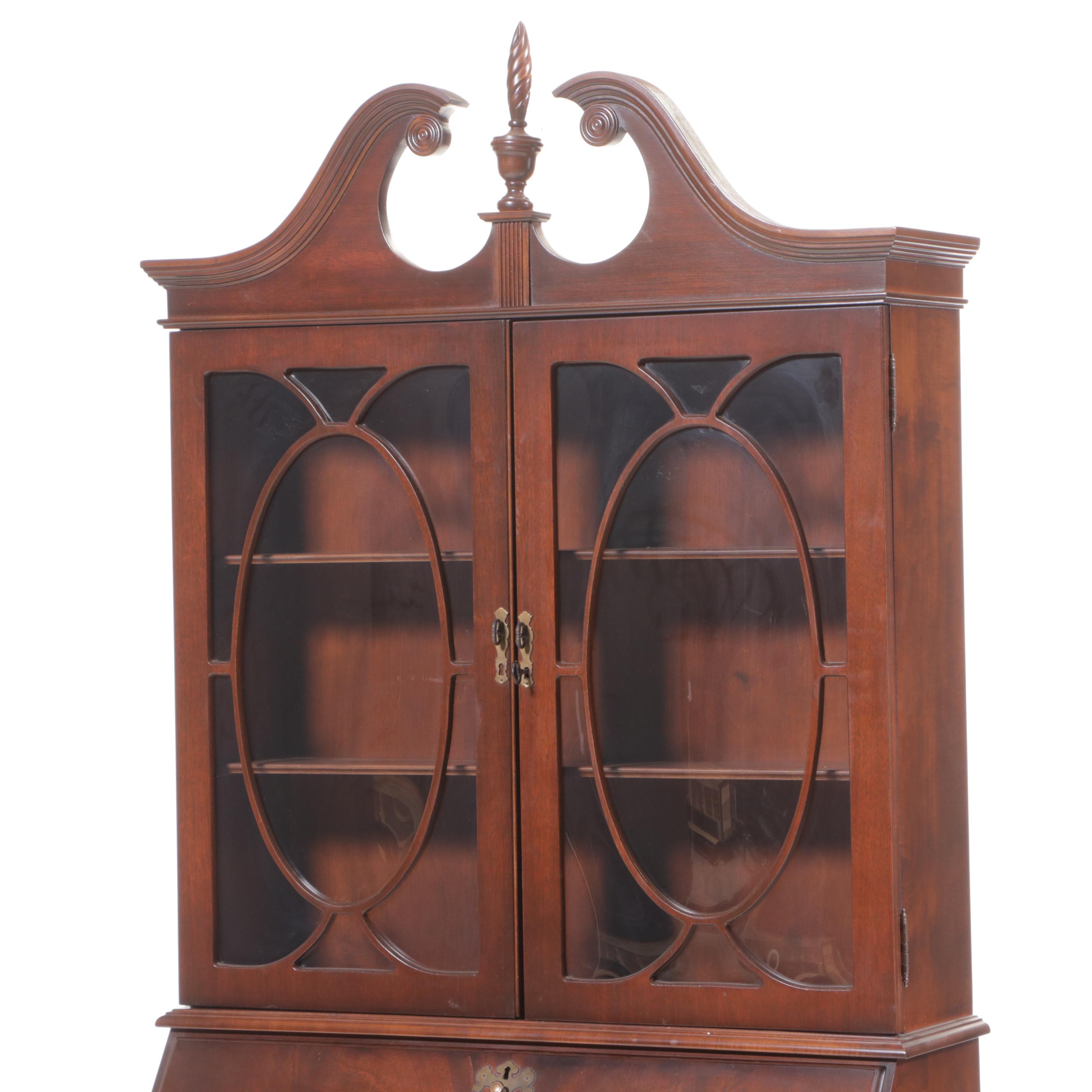 Jasper Cabinet Chippendale Style Mahogany Secretary Bookcase, Late 20th Century