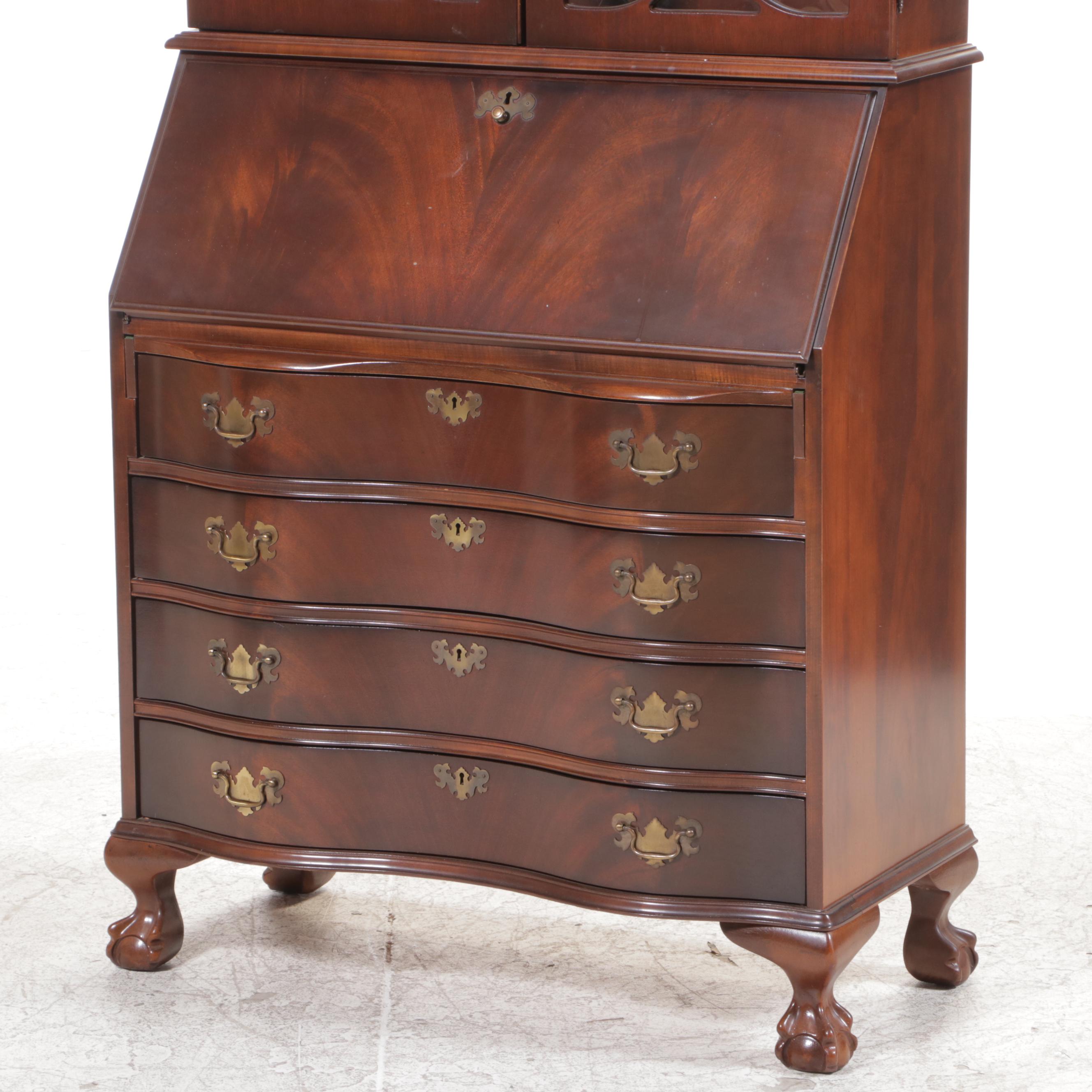 Jasper Cabinet Chippendale Style Mahogany Secretary Bookcase, Late 20th Century