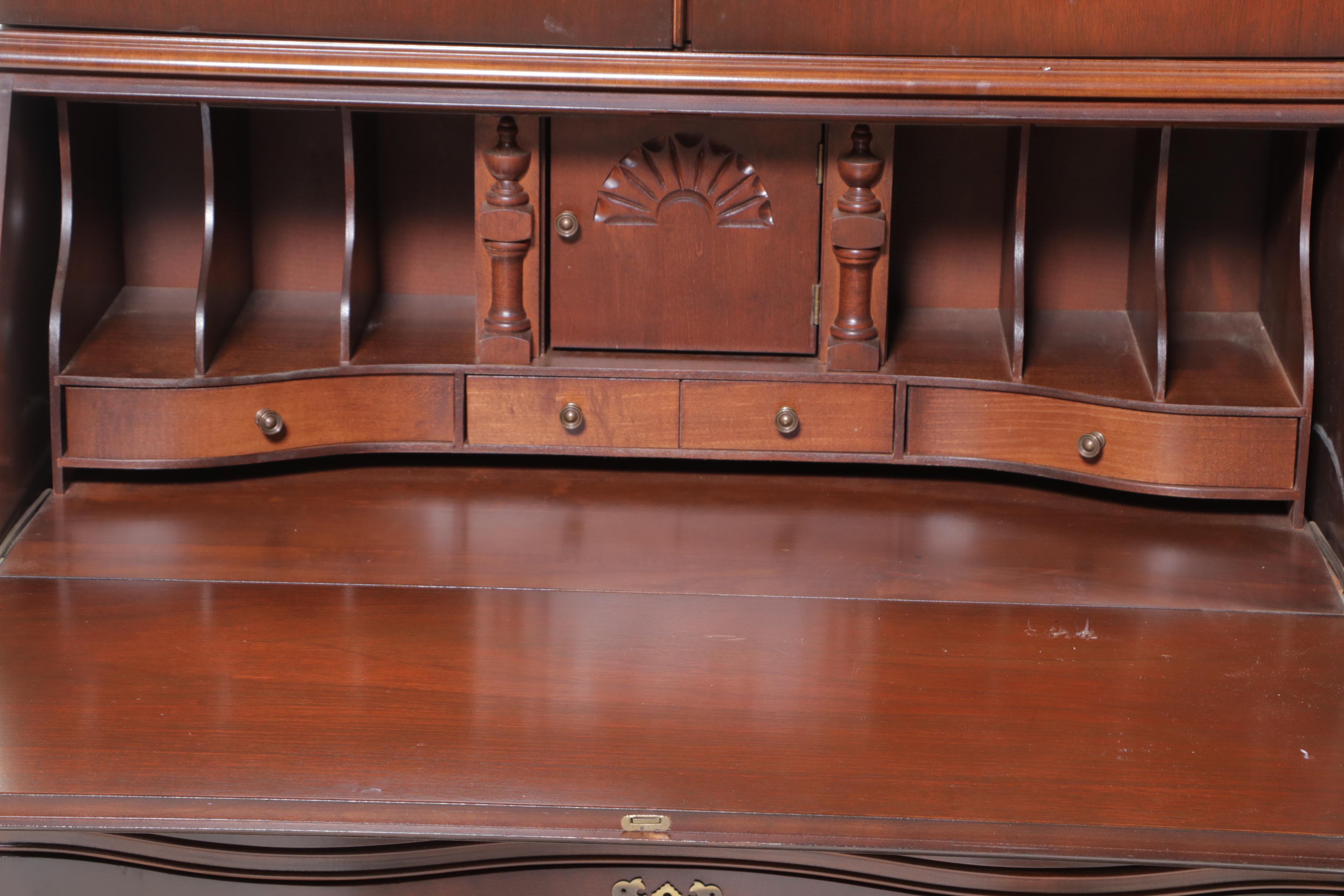 Jasper Cabinet Chippendale Style Mahogany Secretary Bookcase, Late 20th Century