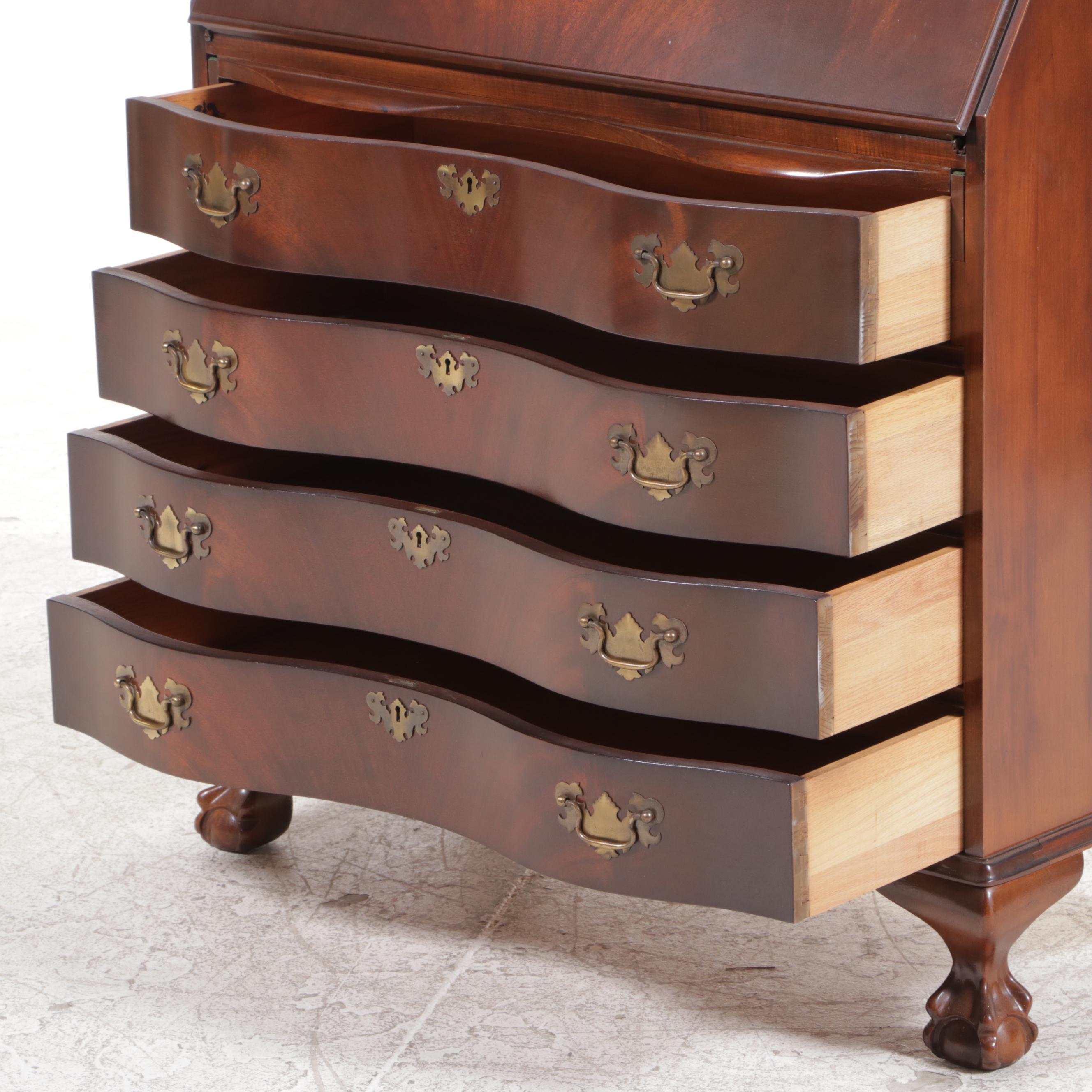 Jasper Cabinet Chippendale Style Mahogany Secretary Bookcase, Late 20th Century