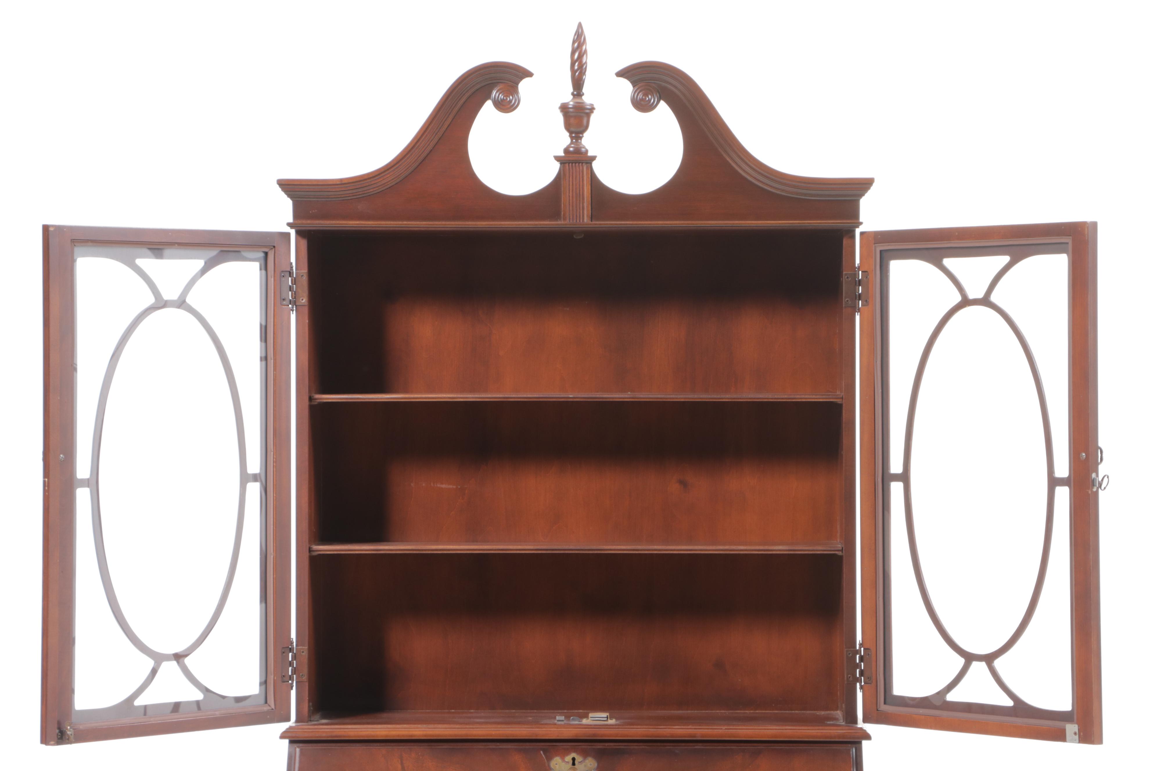 Jasper Cabinet Chippendale Style Mahogany Secretary Bookcase, Late 20th Century