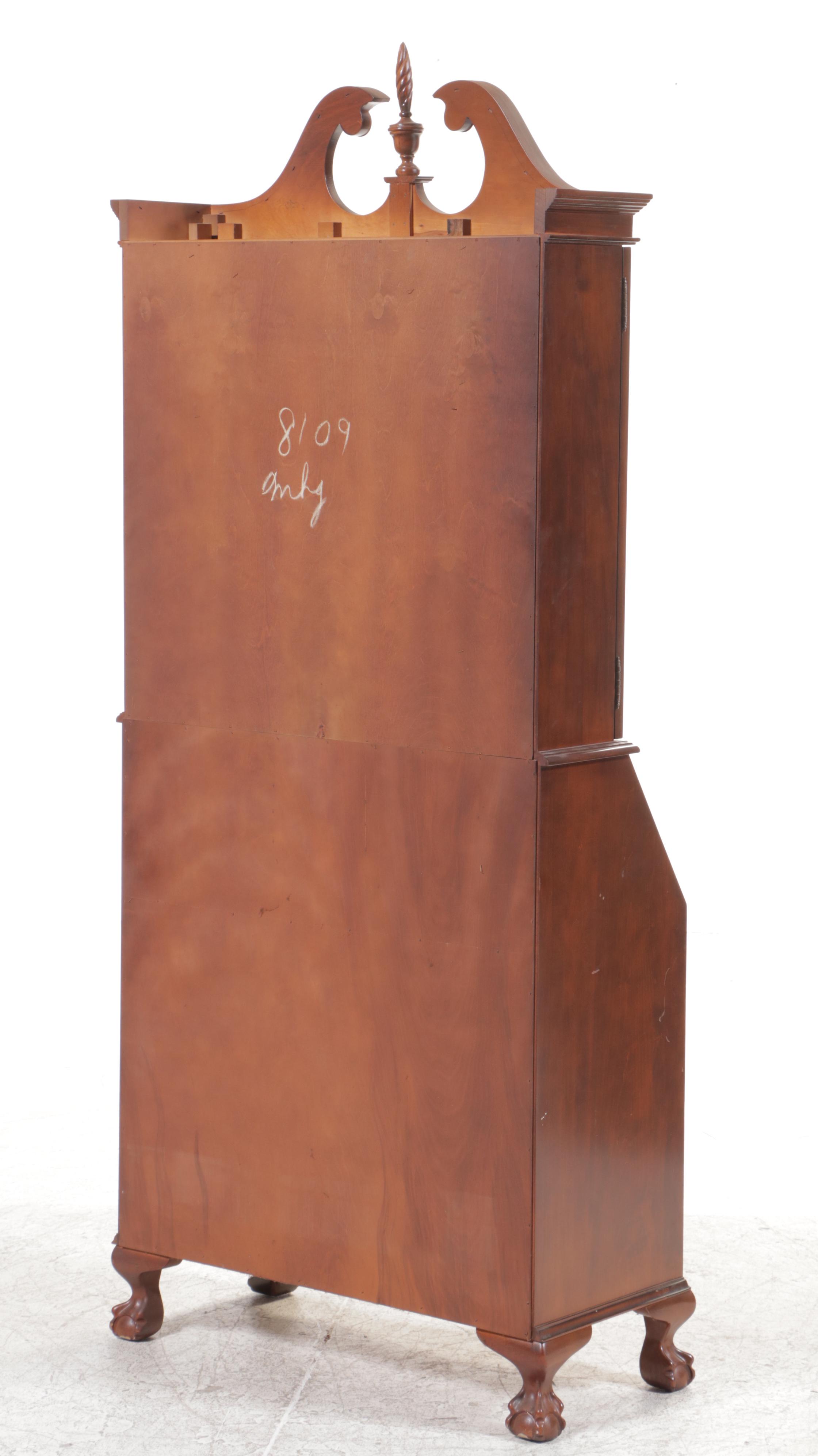 Jasper Cabinet Chippendale Style Mahogany Secretary Bookcase, Late 20th Century