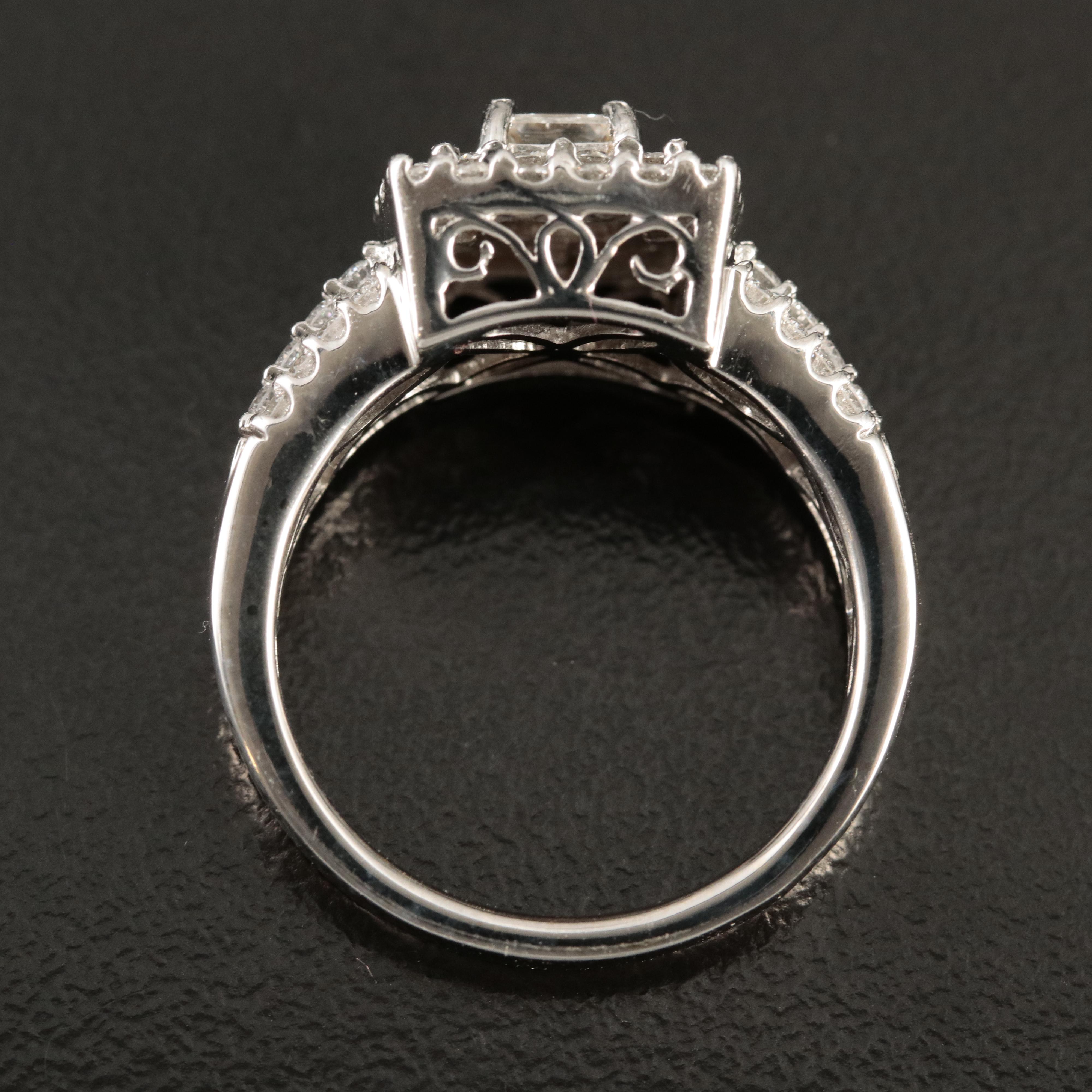 14K 1.00 CTW Diamond Halo Square Ring