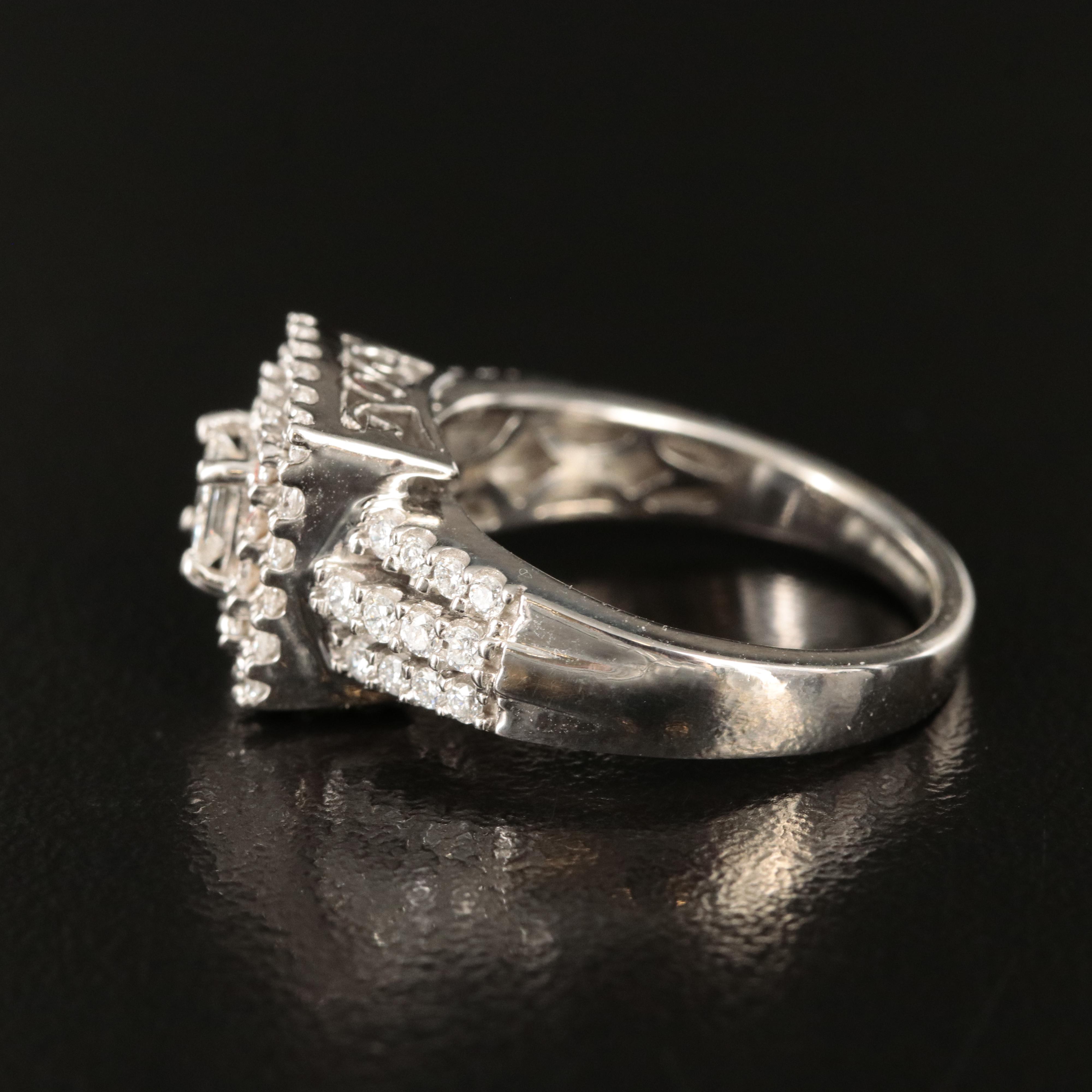 14K 1.00 CTW Diamond Halo Square Ring